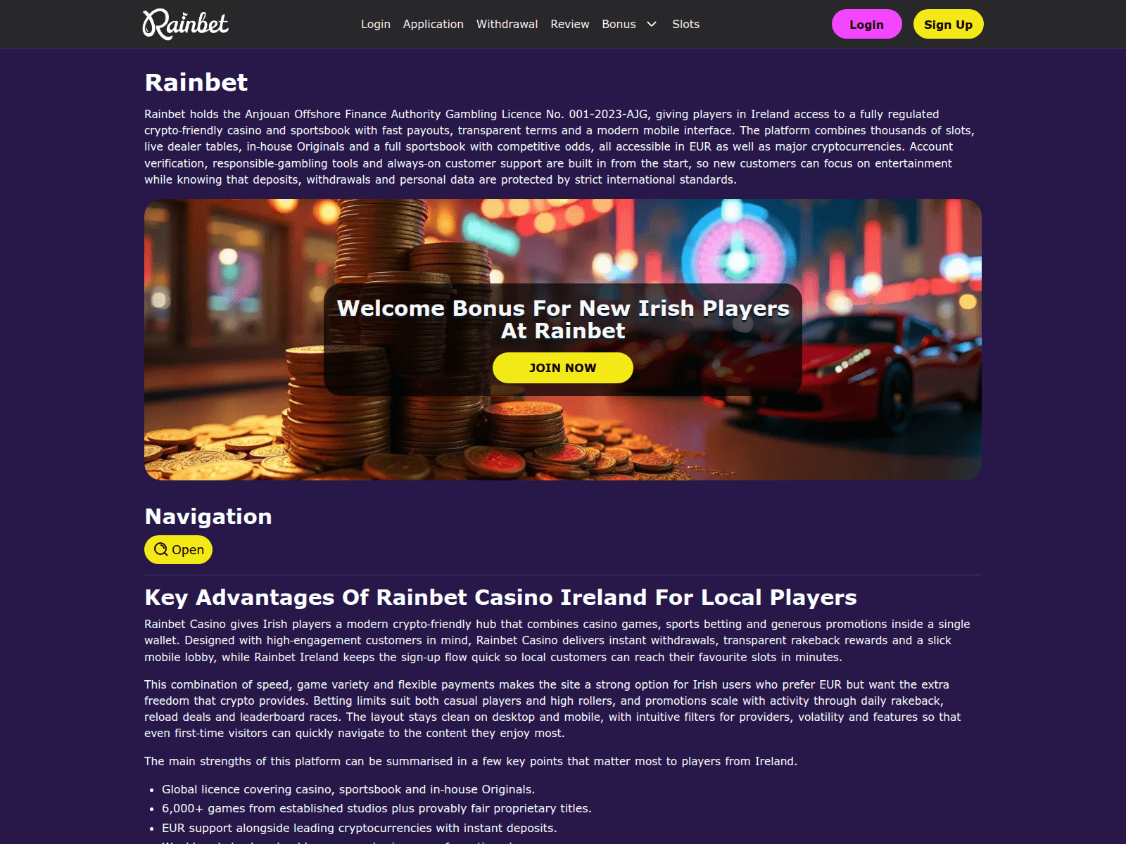 Screenshot of casino-rainbet.org