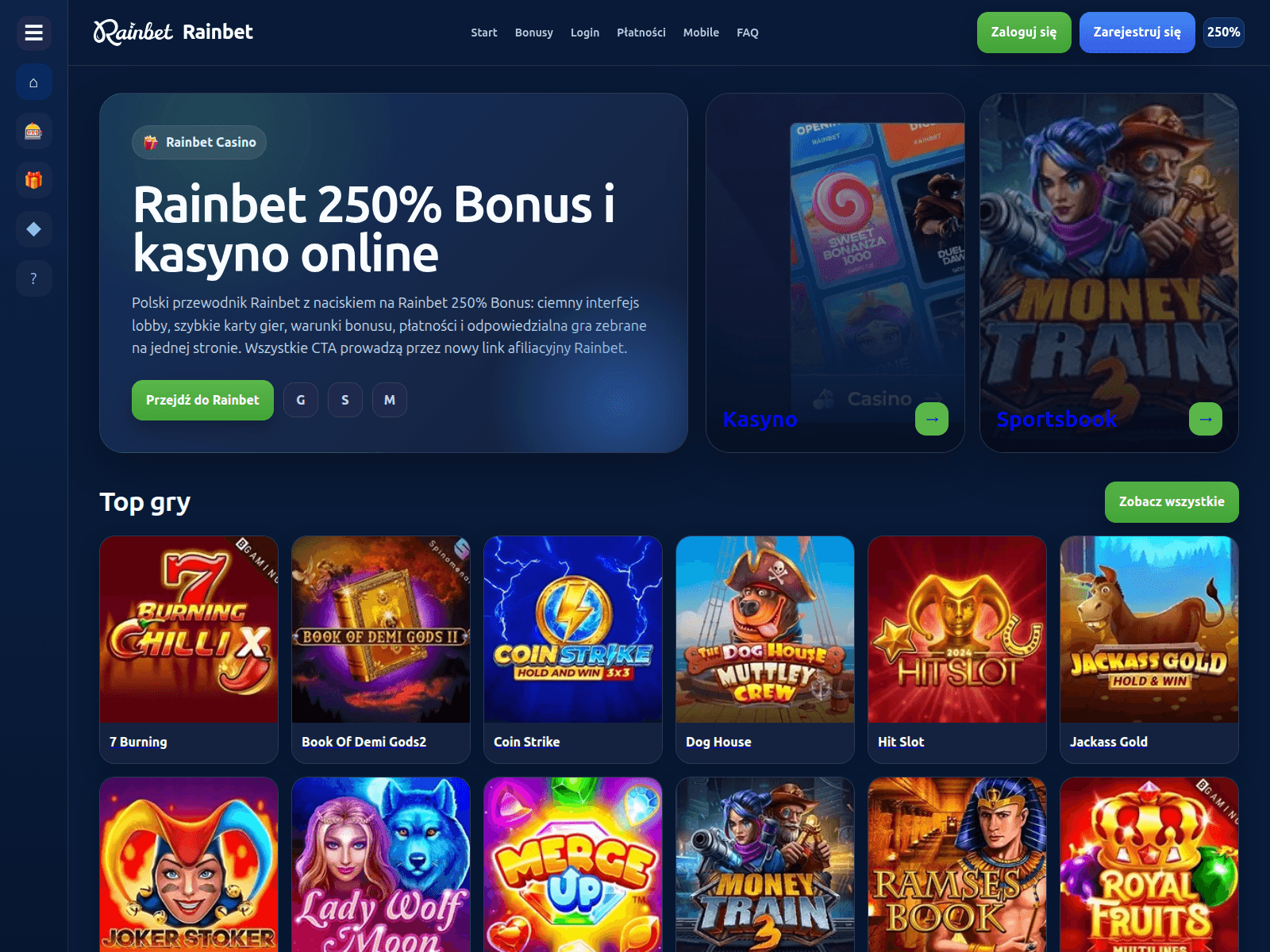 Screenshot of rainbetkasyno.pl