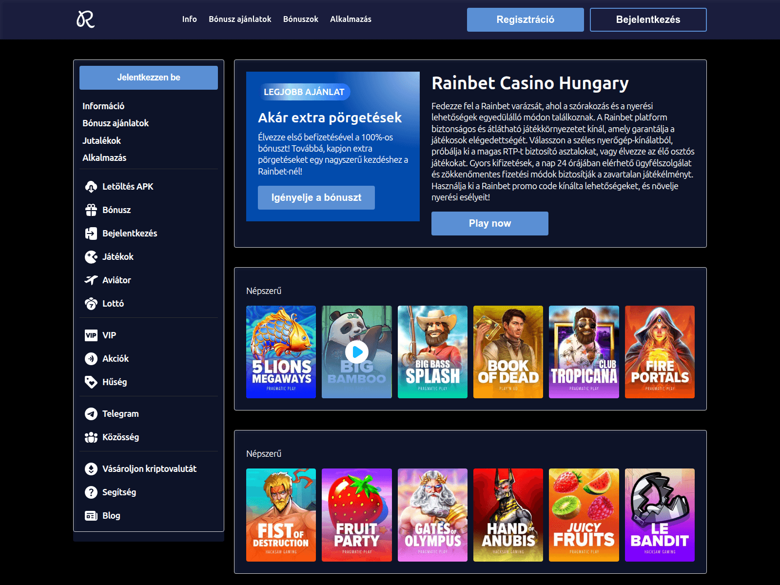 Screenshot of rainbetcasinohungary-com.pages.dev