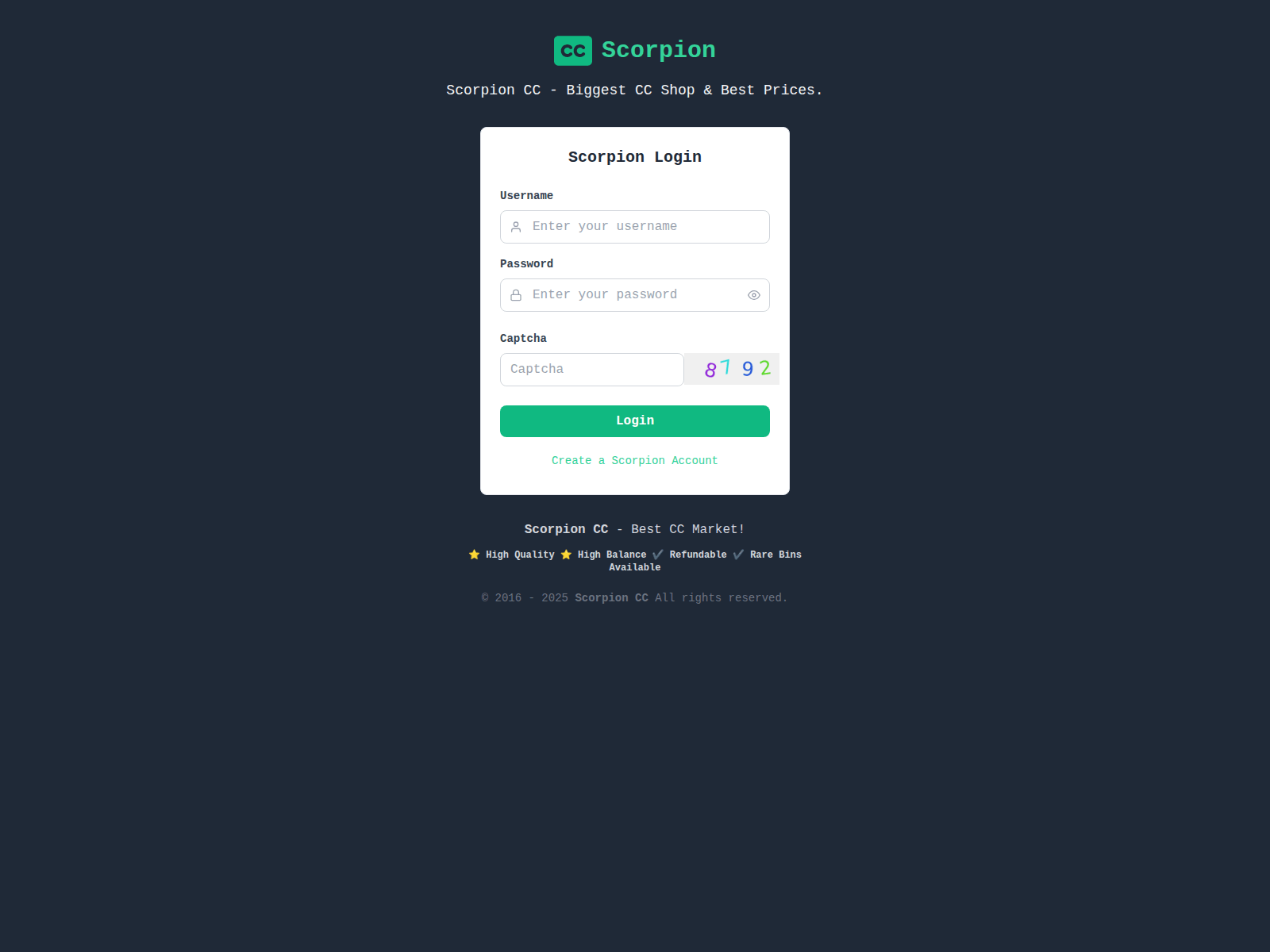 Screenshot of scorpioncc.org
