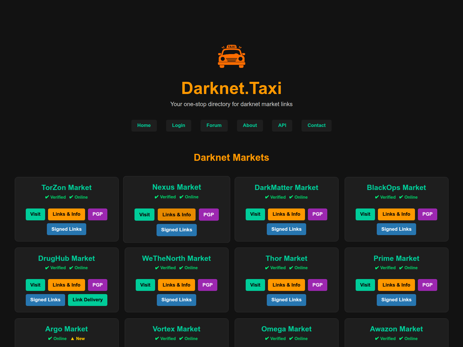 Знімок екрана darknet.taxi