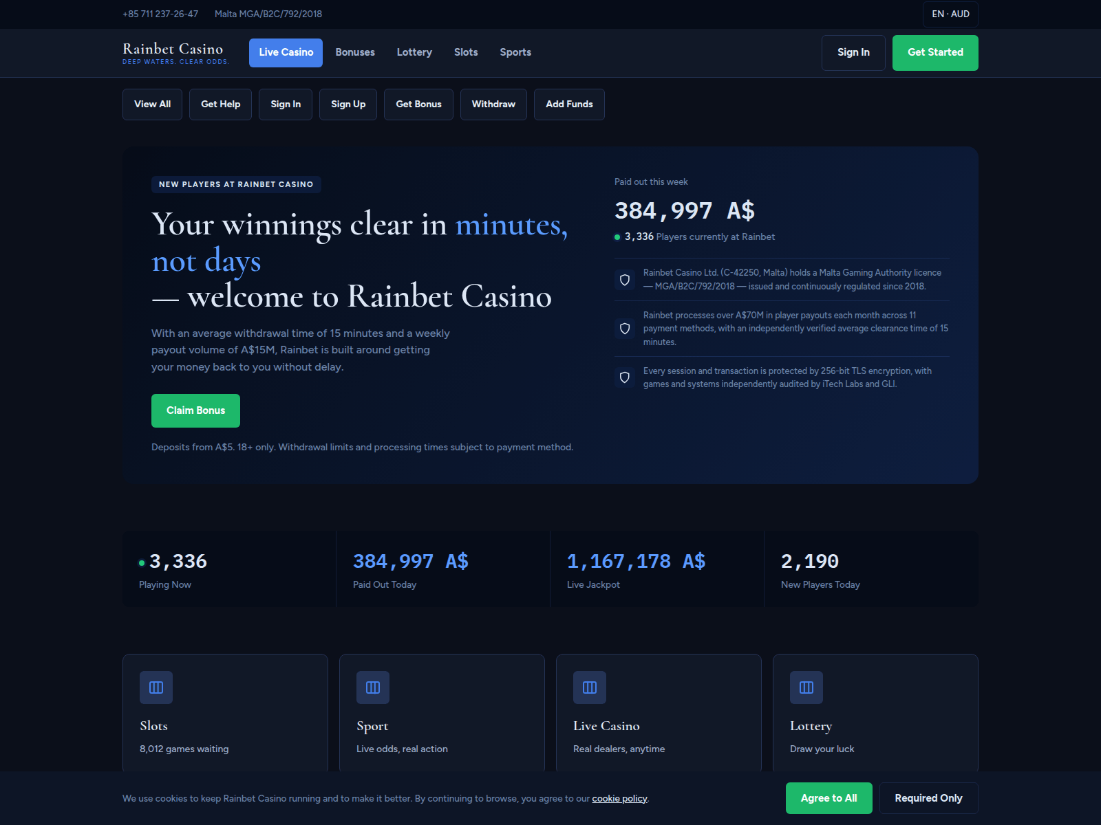 Screenshot of rainbet-pokies.org