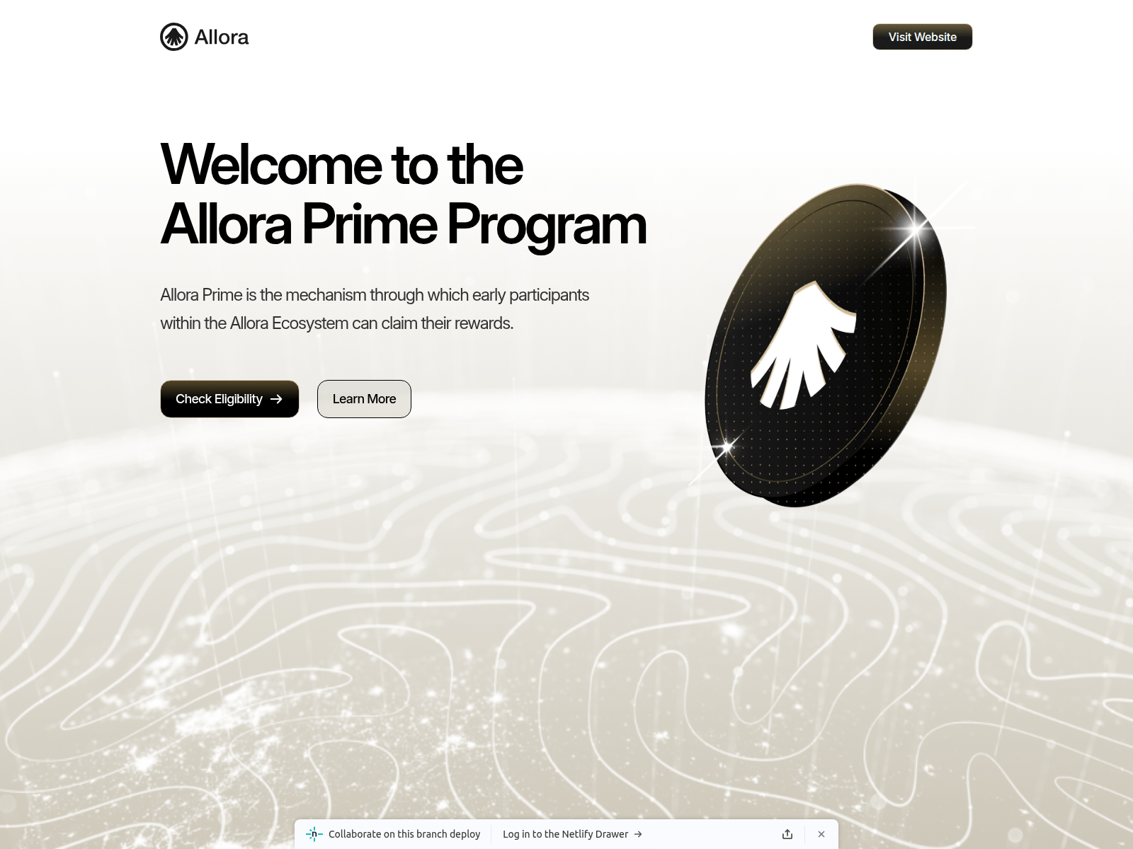Screenshot of 6a1ce002c7e3970008520769--allora-claimdrop.netlify.app
