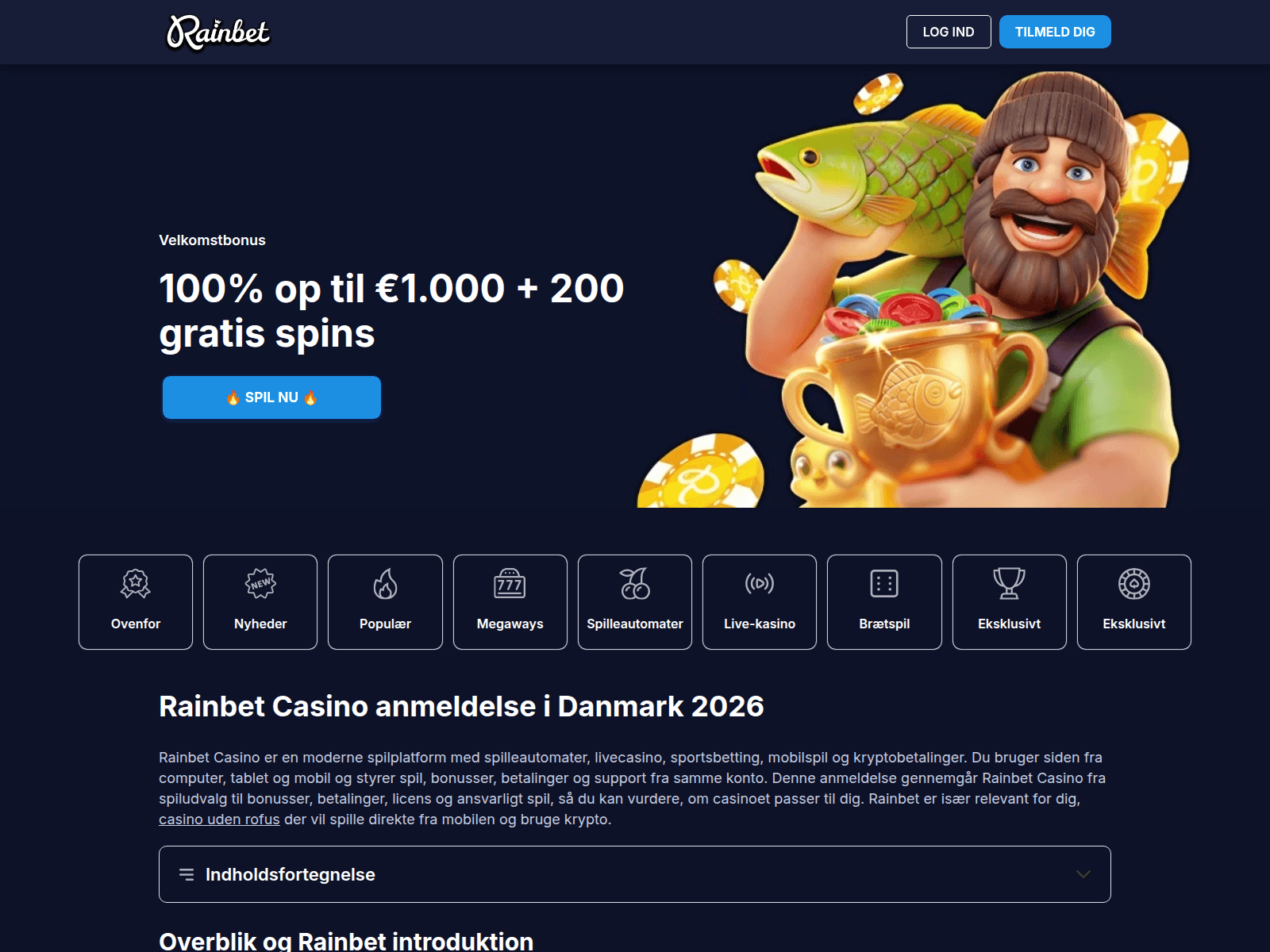 Screenshot of rainbet-danmark.dk