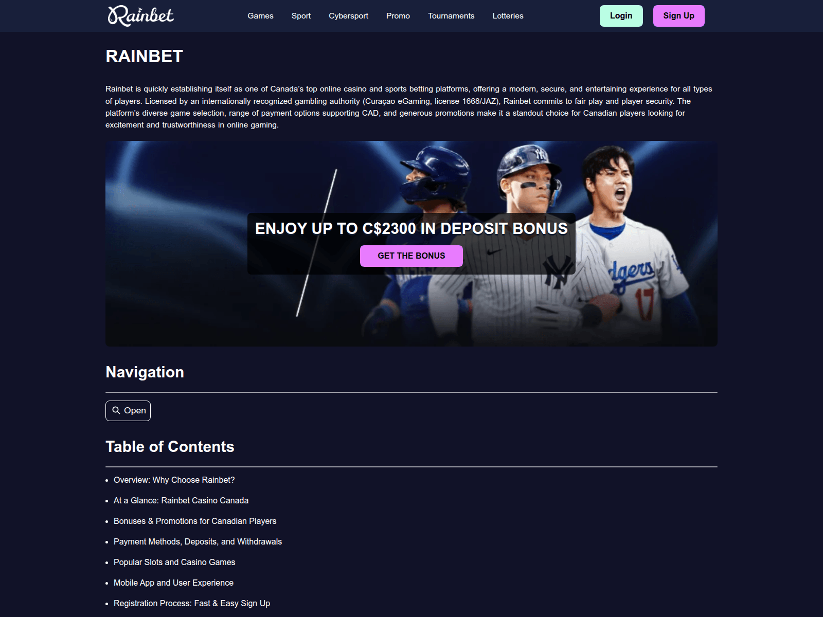 Screenshot of rainbet-canada.win