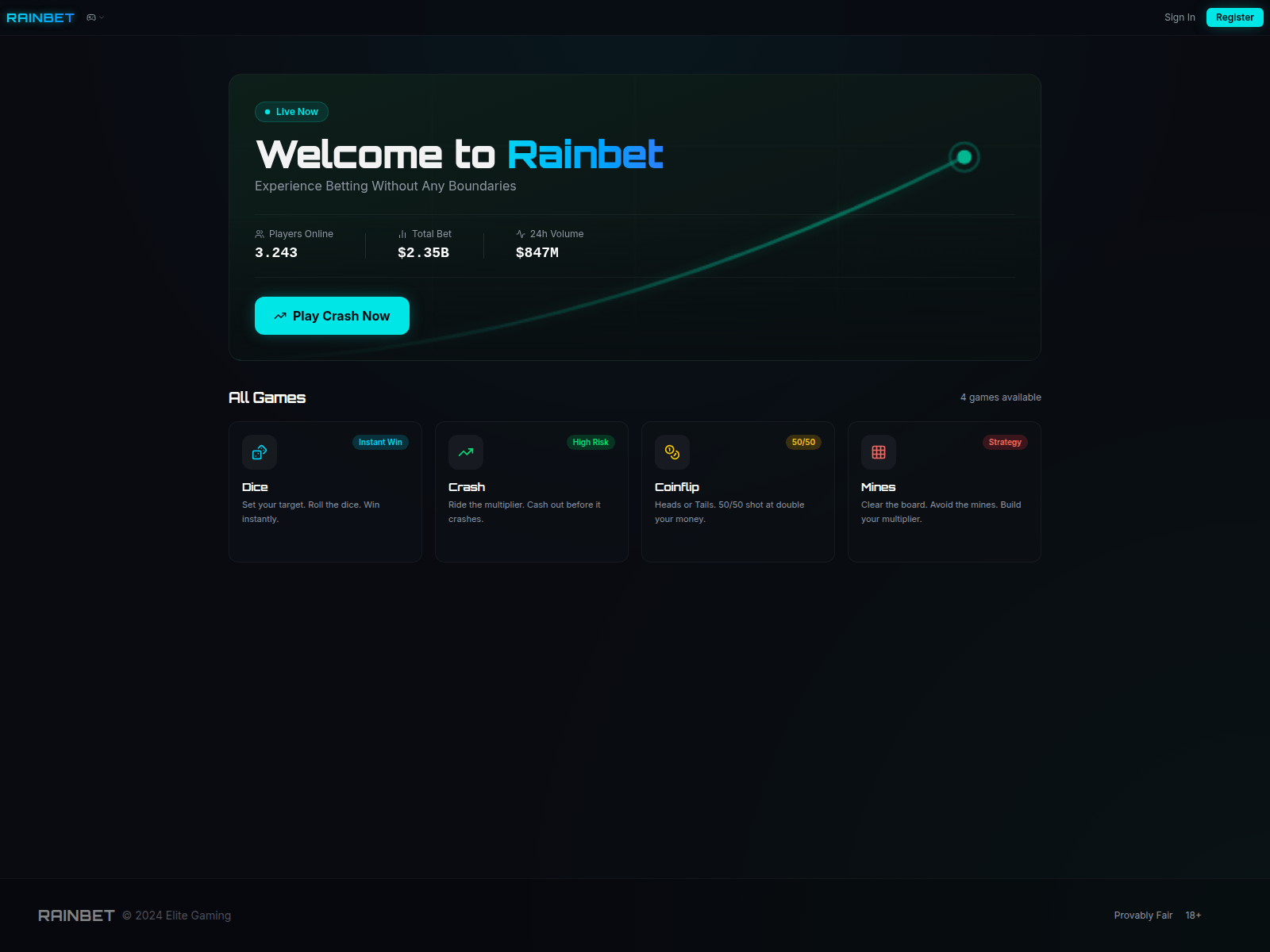 Screenshot of rainbetsofficial.com