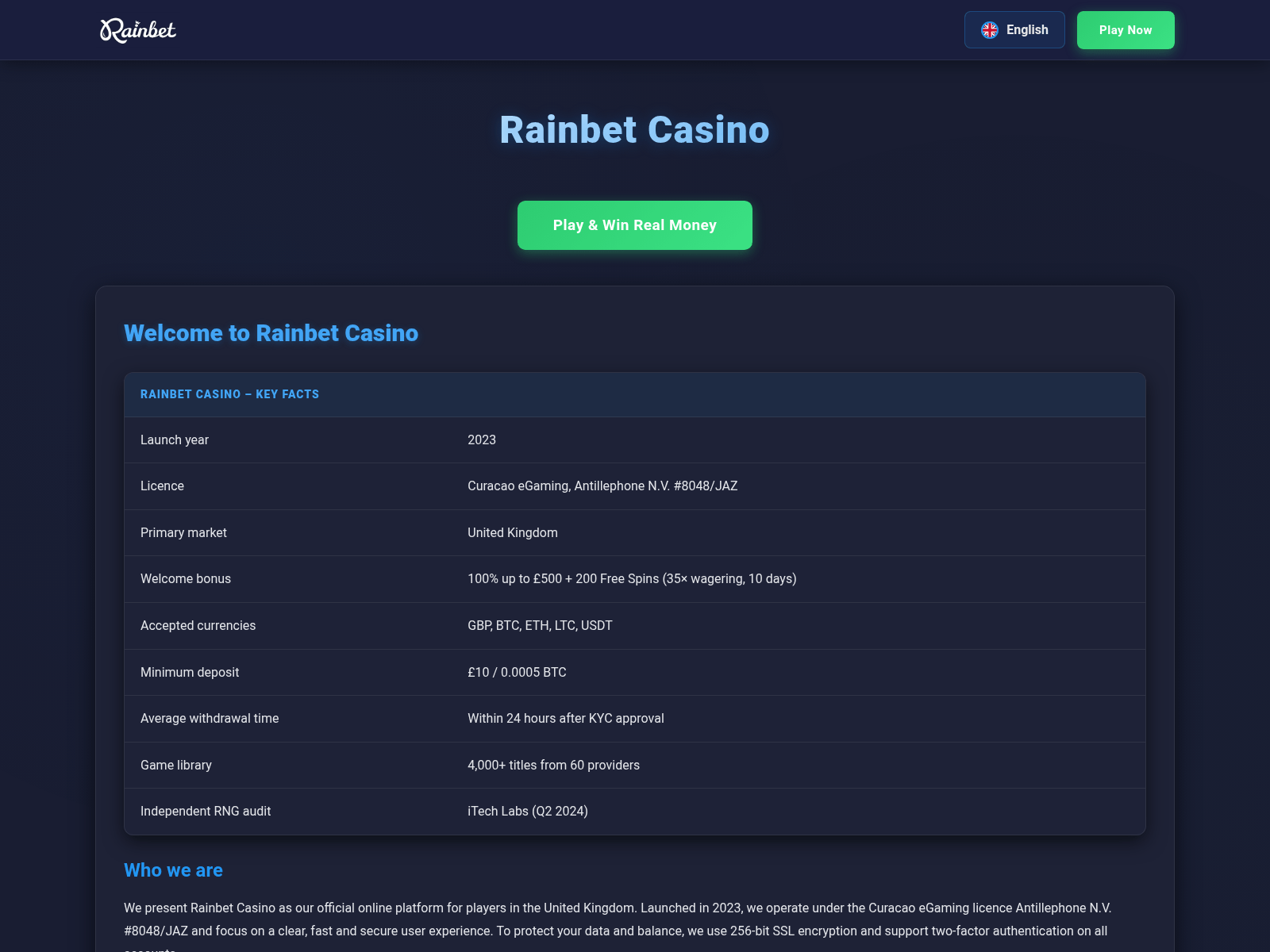 Screenshot of rainbets.net.co