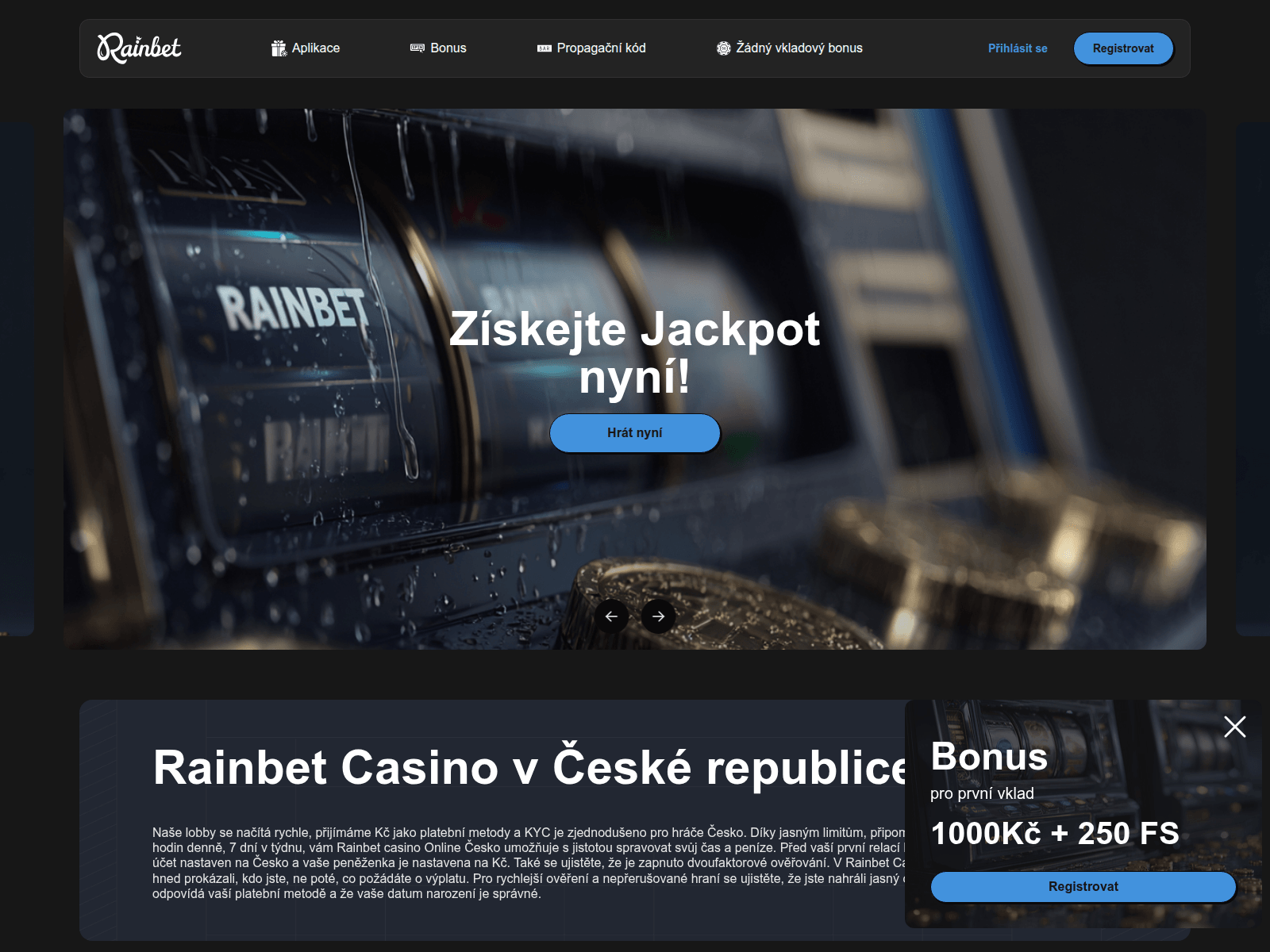 Screenshot of rainbet-cz.com