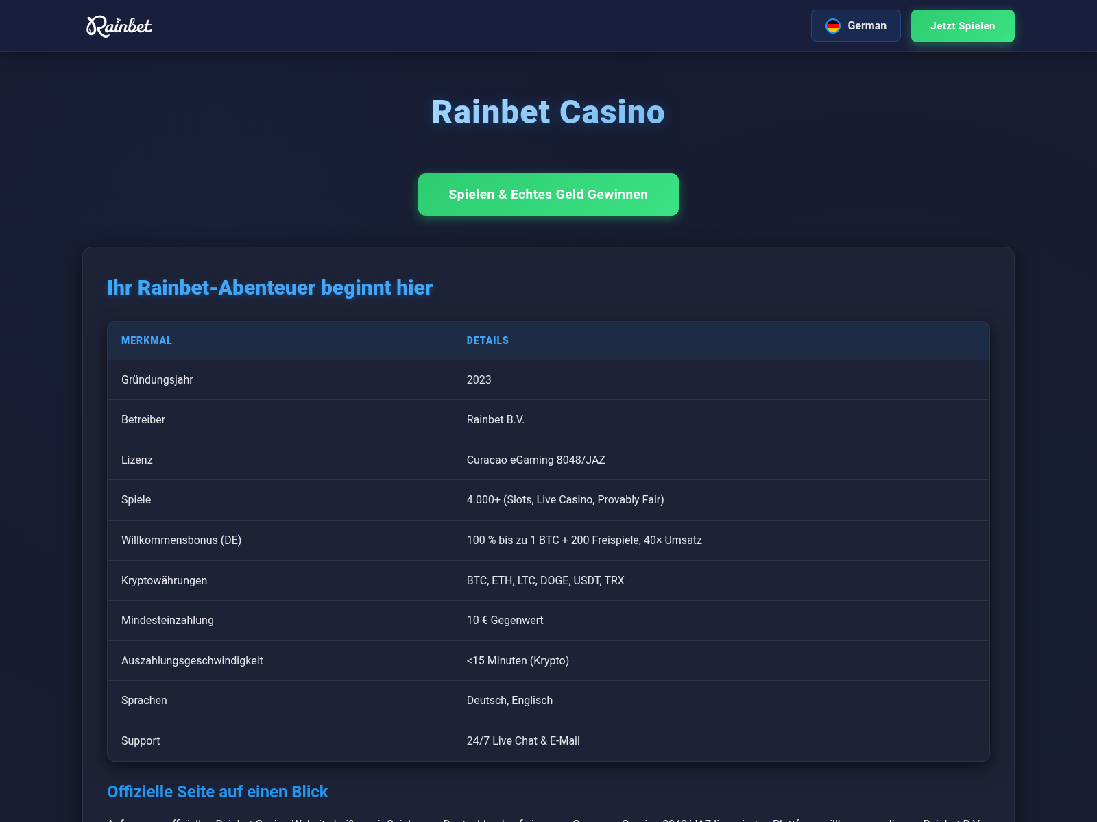 Screenshot of rainbetcasino.now