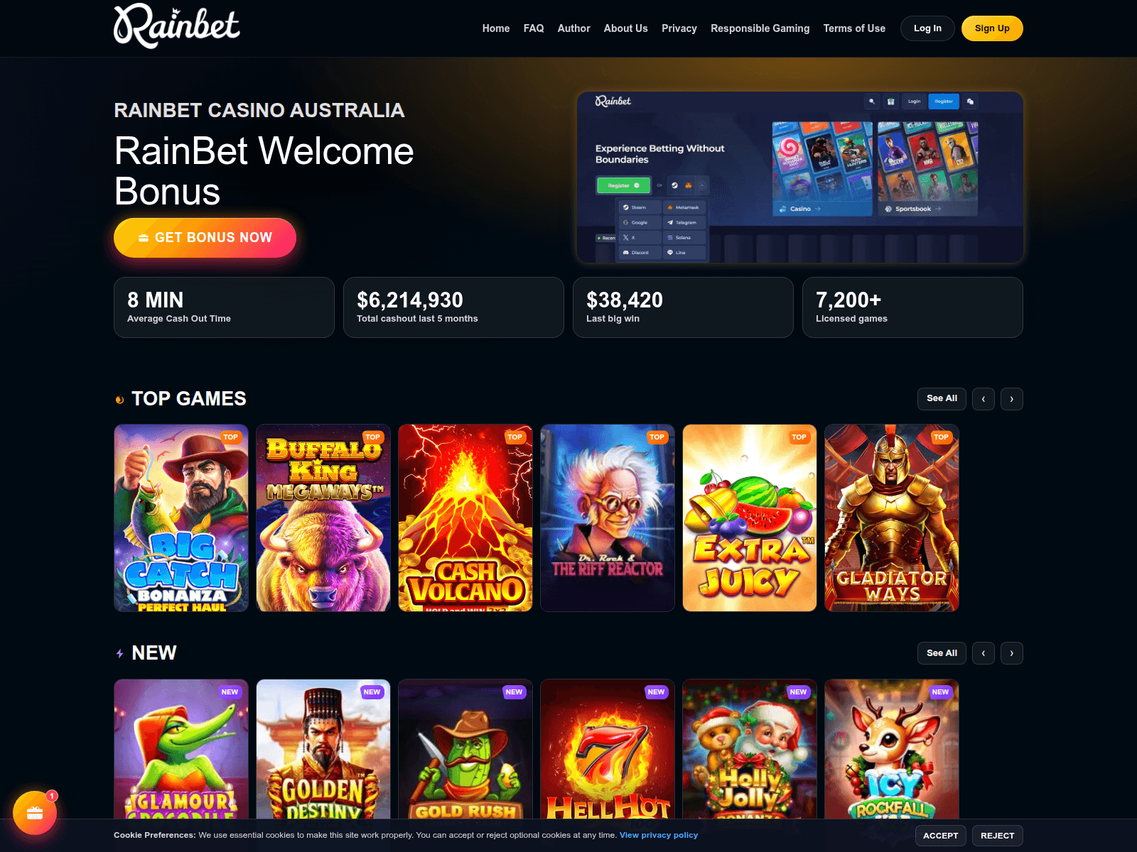 Screenshot of rainbetpokies-au.com