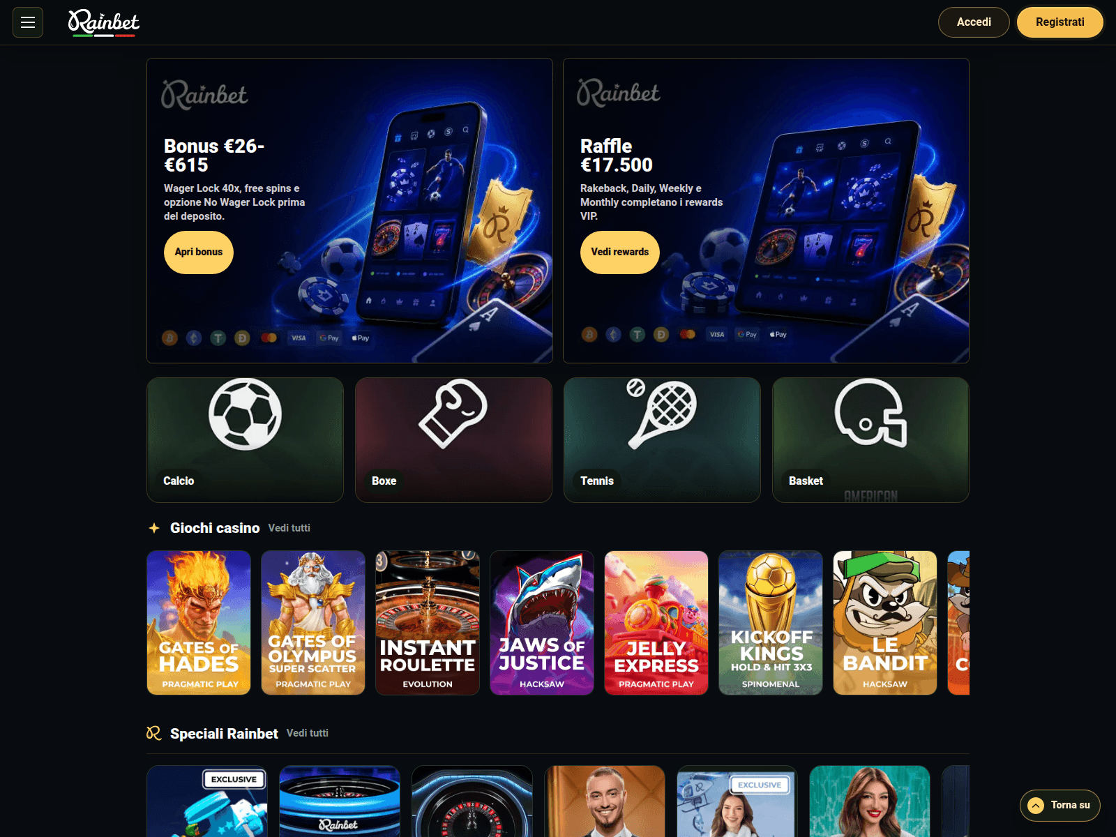 Screenshot of rainbet-casinos.it