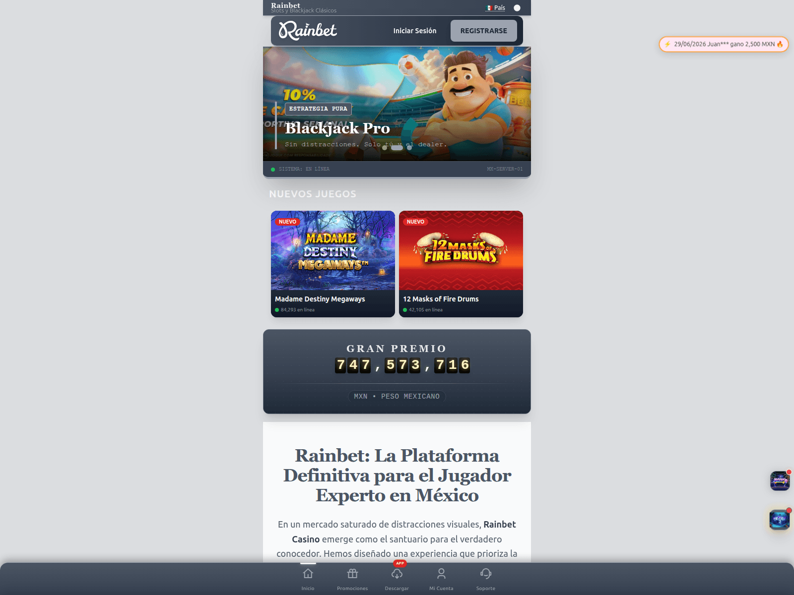 Screenshot of casinorainbet.org