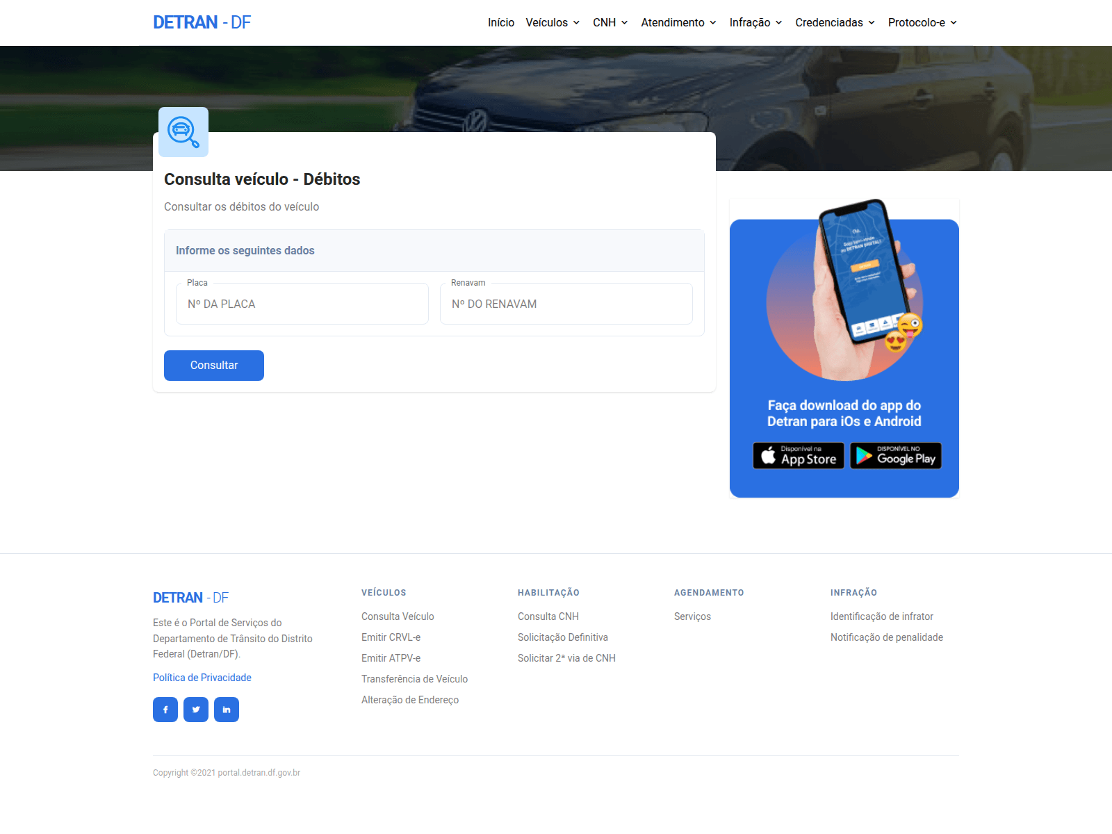 Screenshot of detran-df-consulta.site