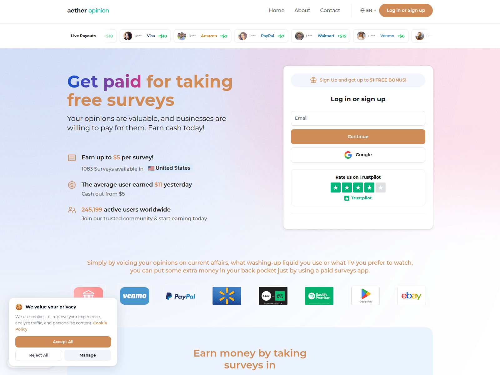 Screenshot of aetheropinion.com