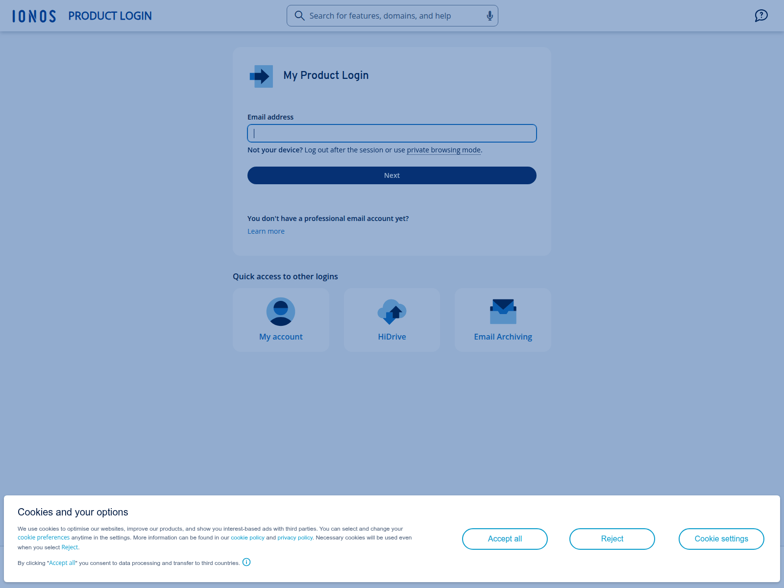 Знімок екрана id-ionos.awamer.net
