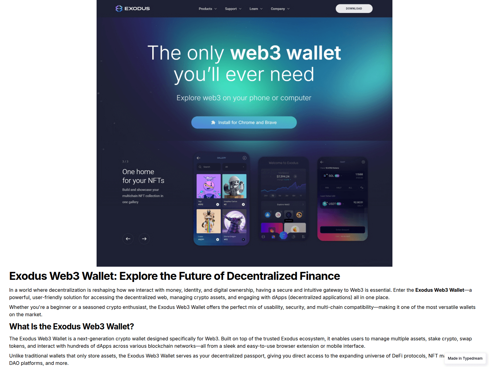 Screenshot of faqe-exodusd-com.typedream.app