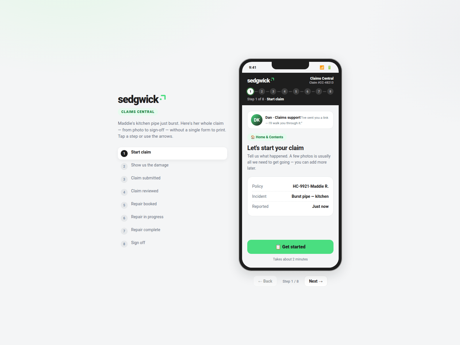 Screenshot of claims-central.com