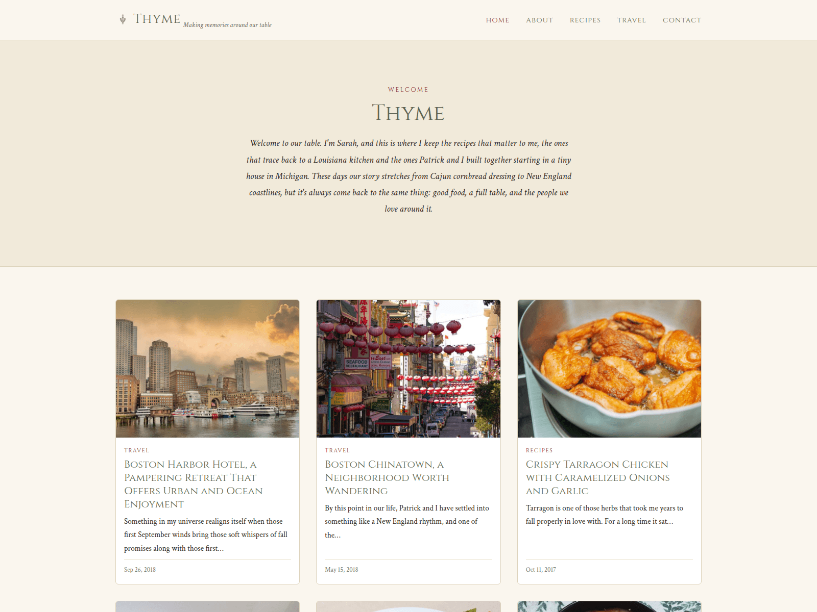 Screenshot of thymefoodblog.com