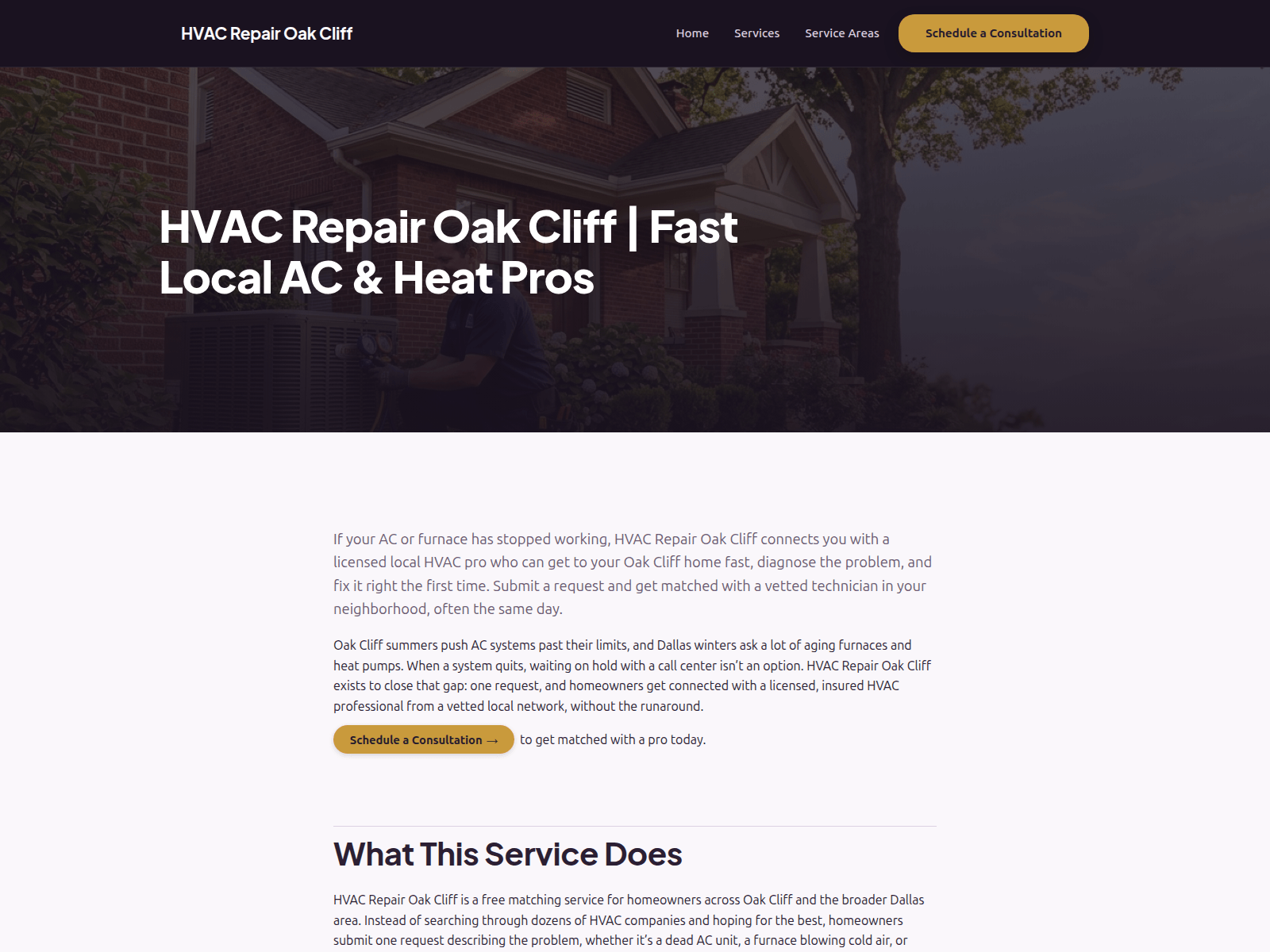 Screenshot of hvacrepairoakcliff.com