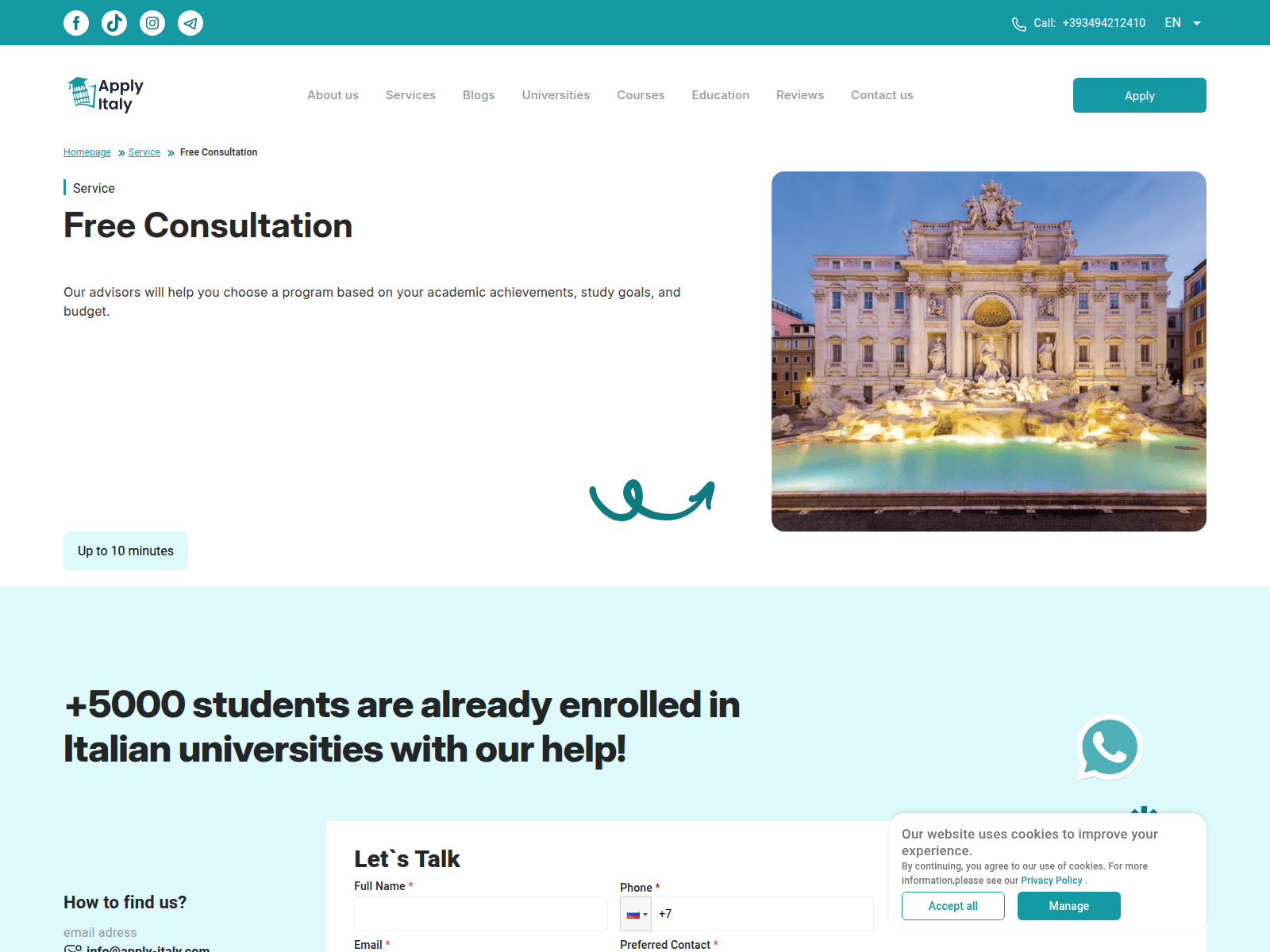 Screenshot of apply-italy.com