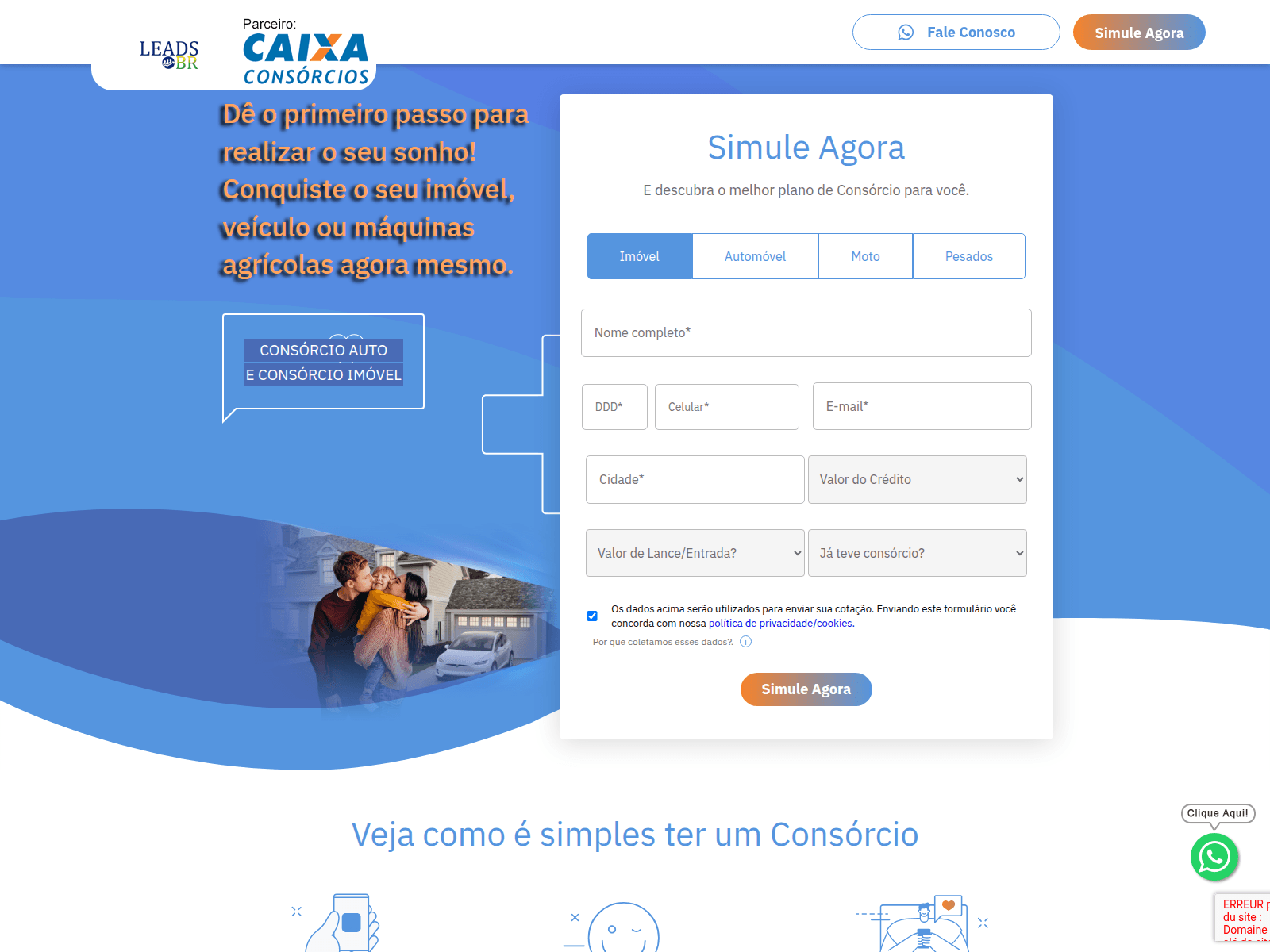 Screenshot of cotacao.simulacaoaqui.com.br