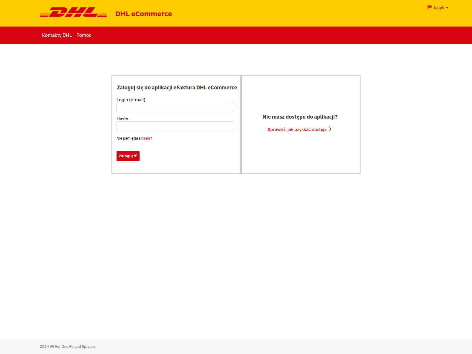 Screenshot of dhl.pl.qas.edistrada.pl