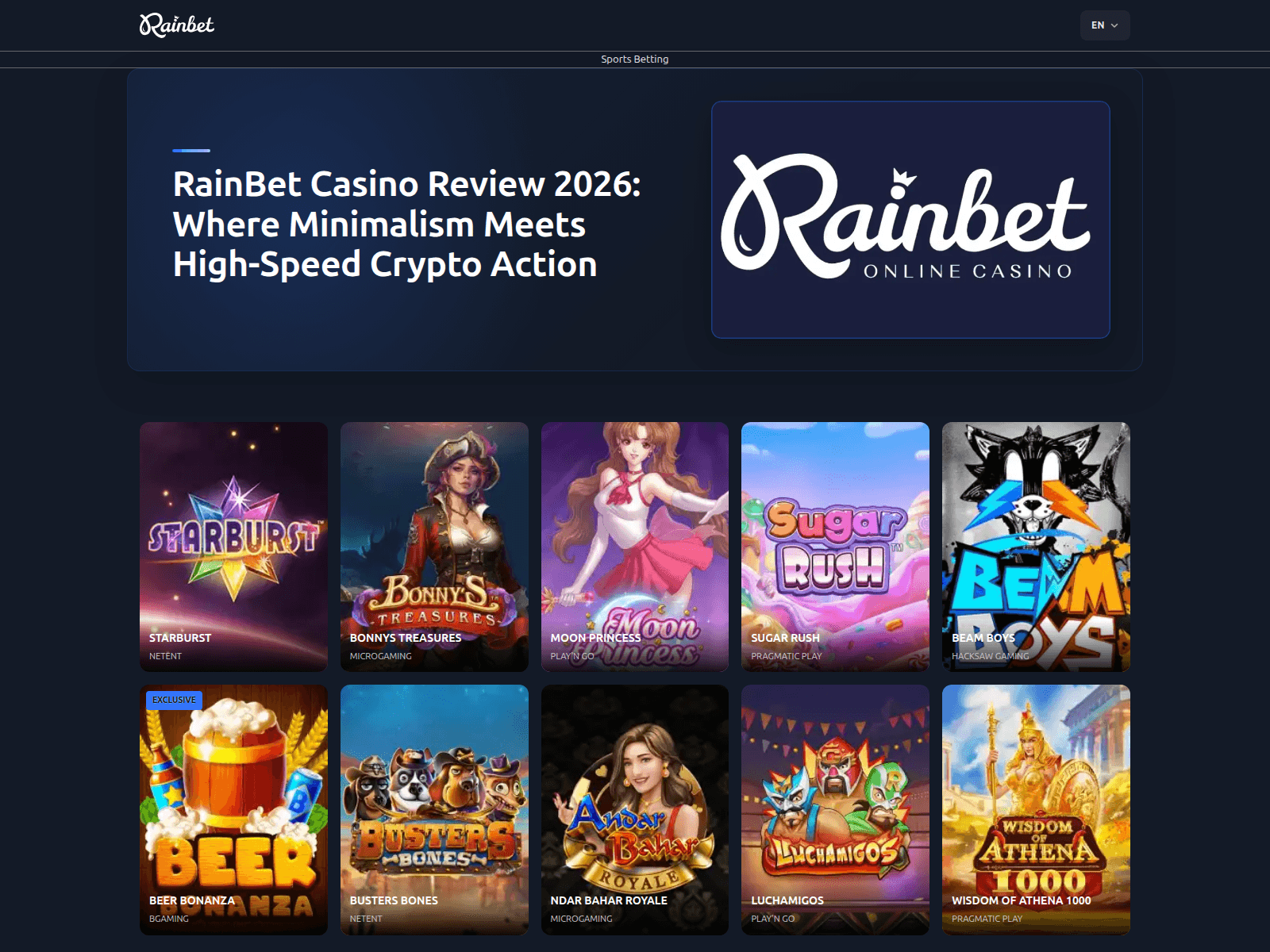 Screenshot of rainbetcasinobonus.com