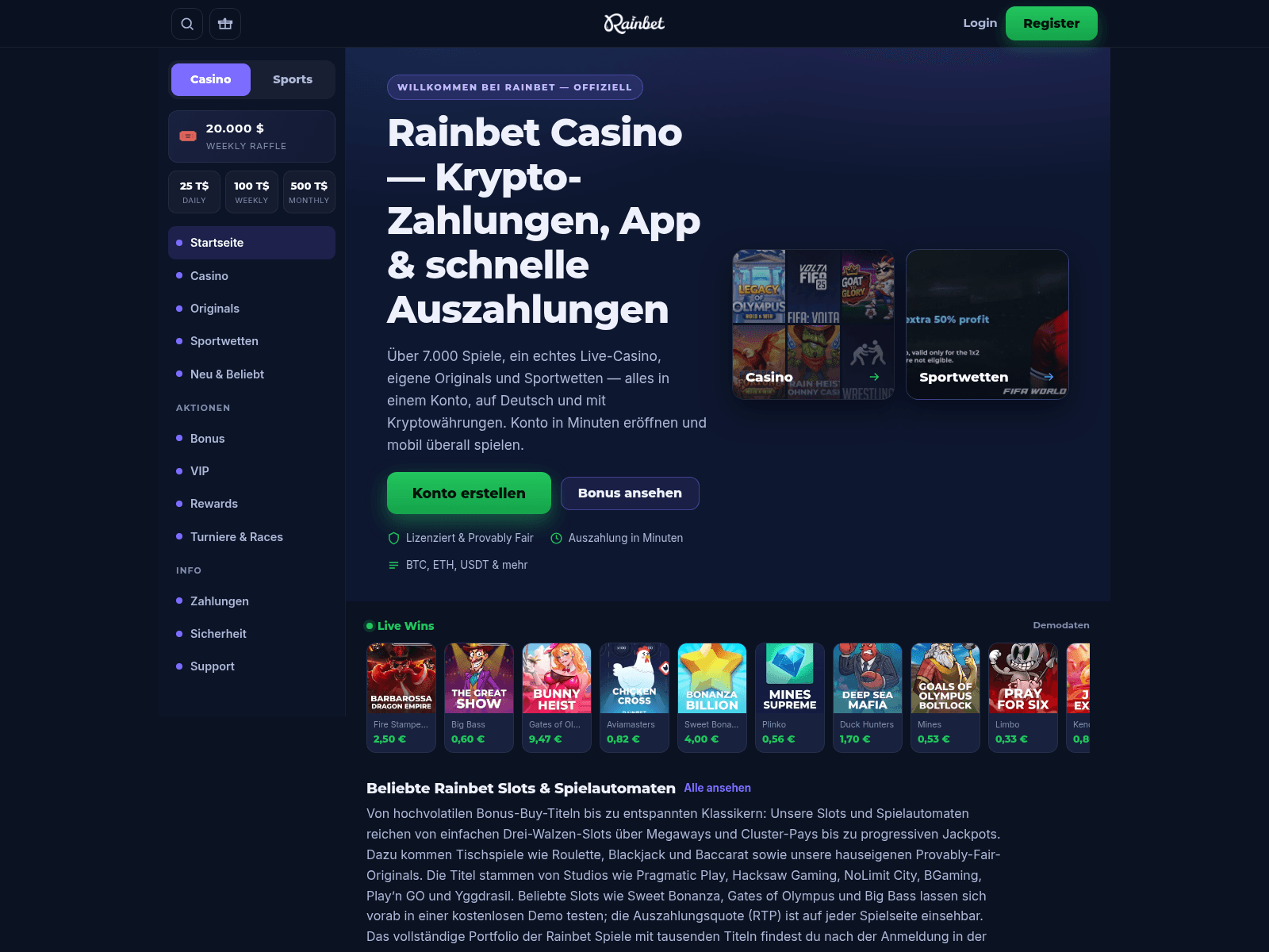 Screenshot of rainbetoffiziell.de