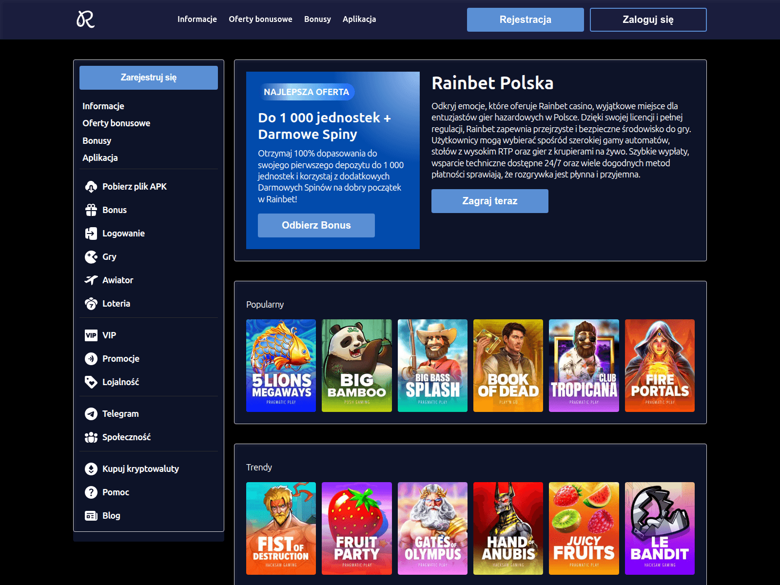 Screenshot of rainbetpolska.com