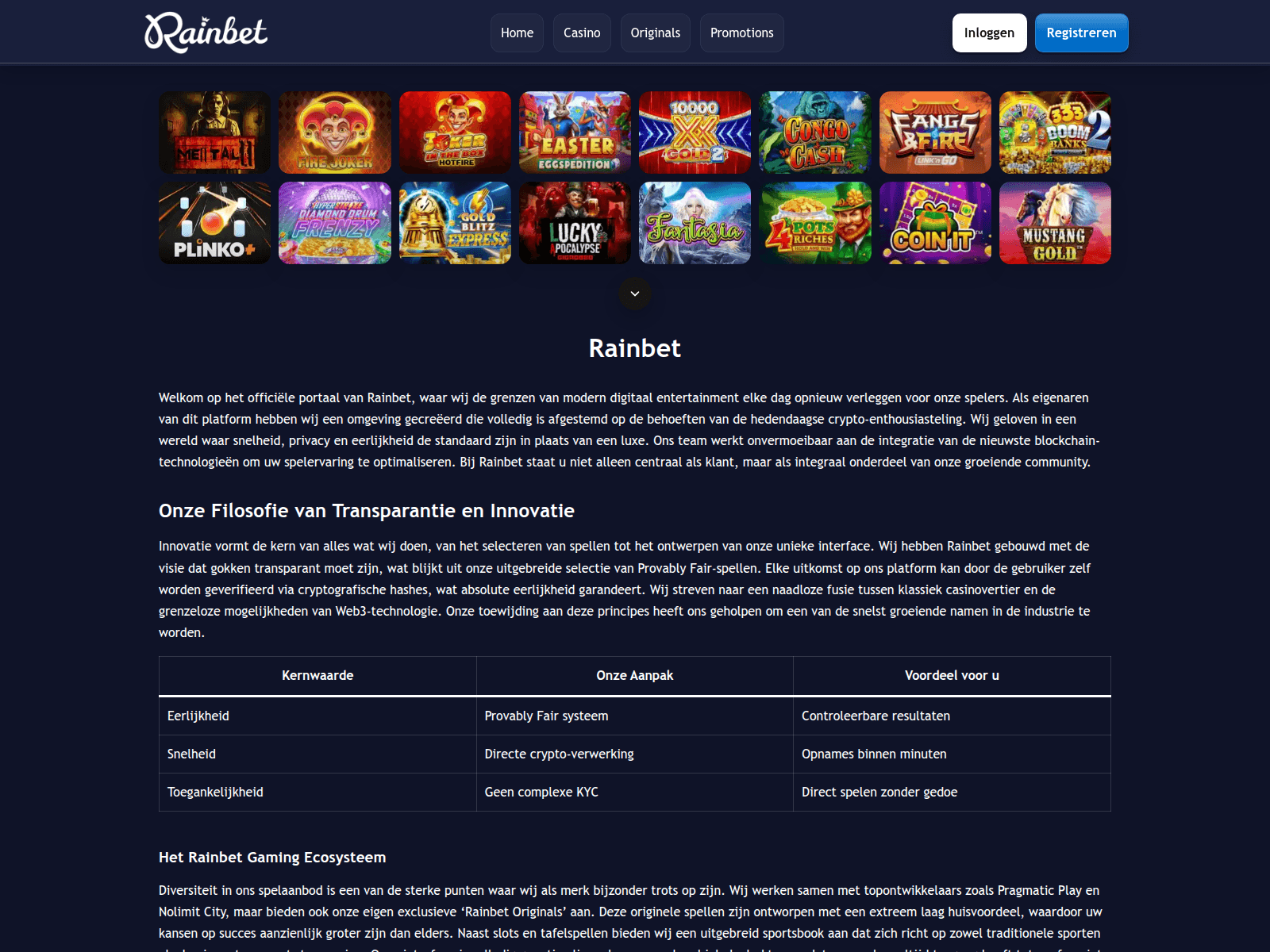 Screenshot of rainbetcasinos.online
