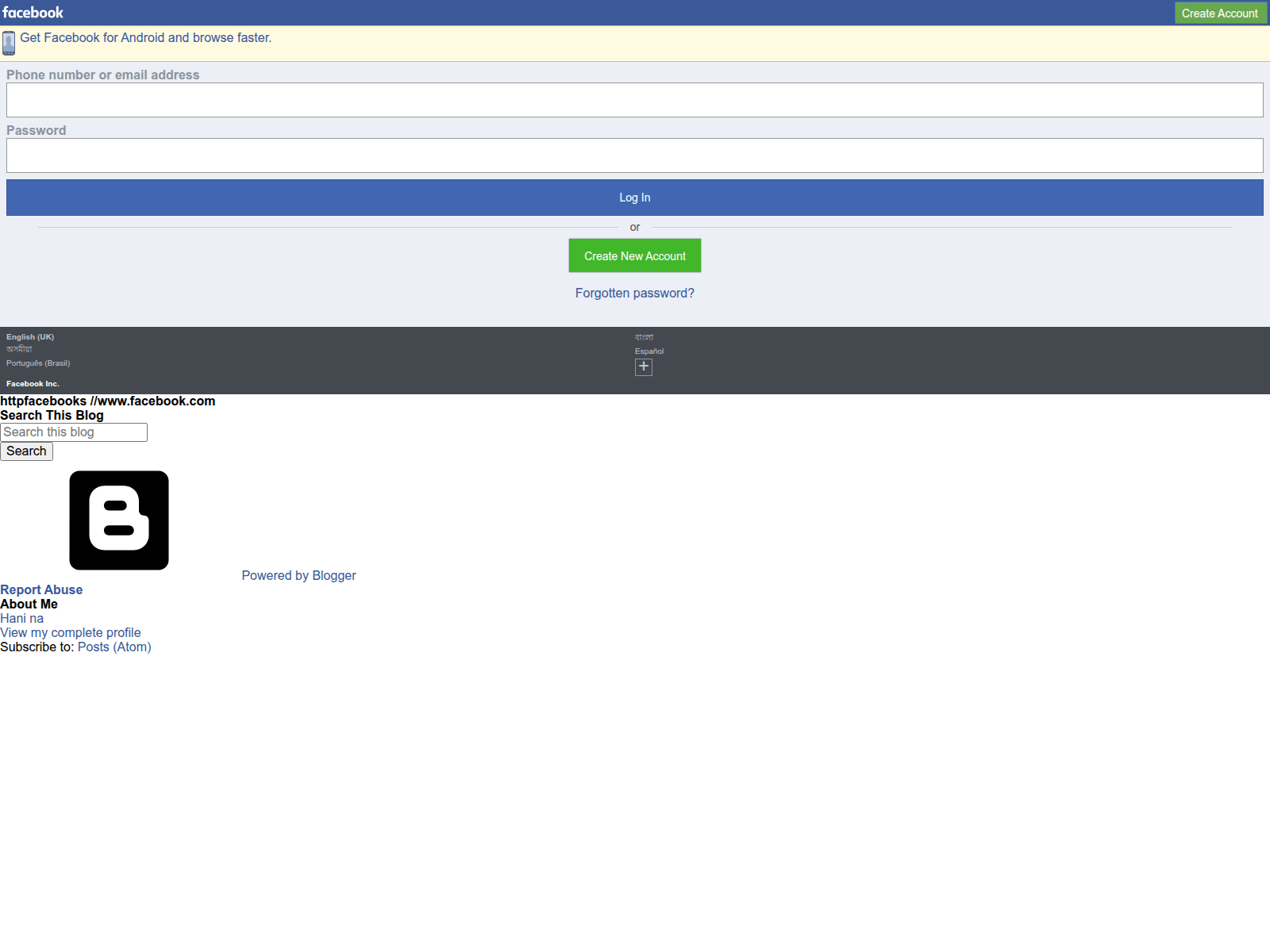 Screenshot of facebookloginsafeaccount.blogspot.com