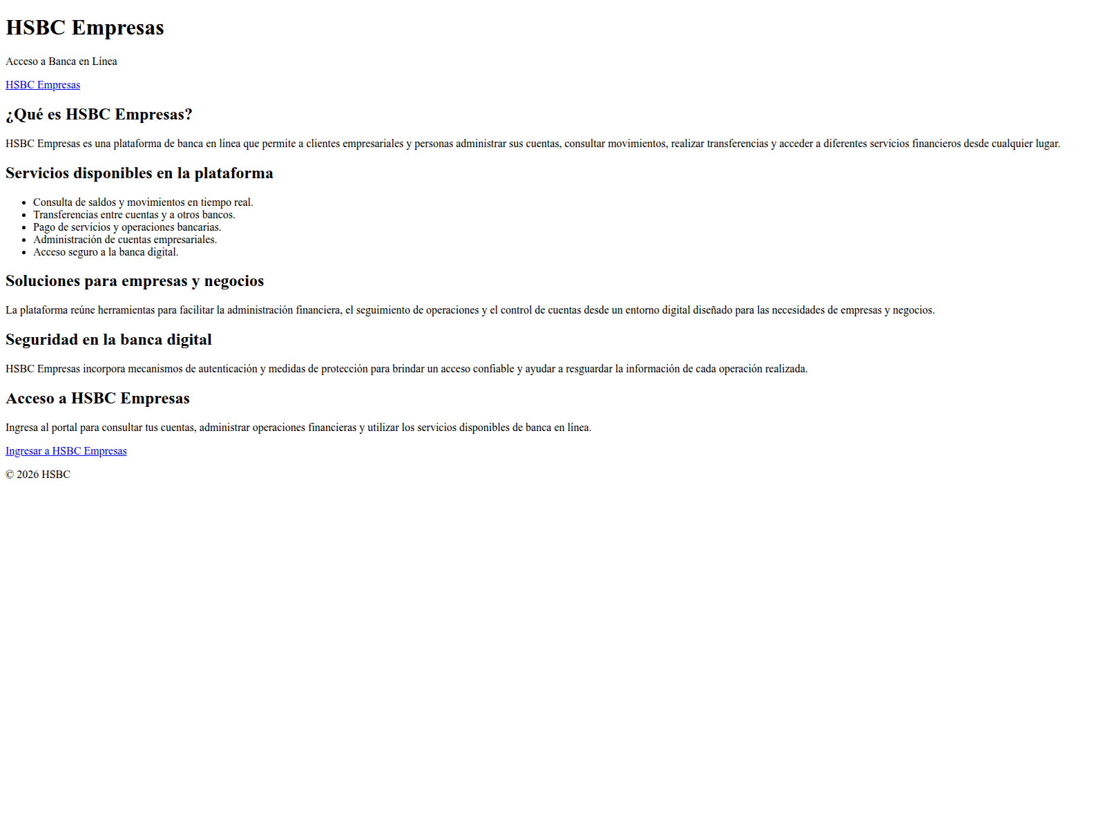 Screenshot of empresas-hsbc.com
