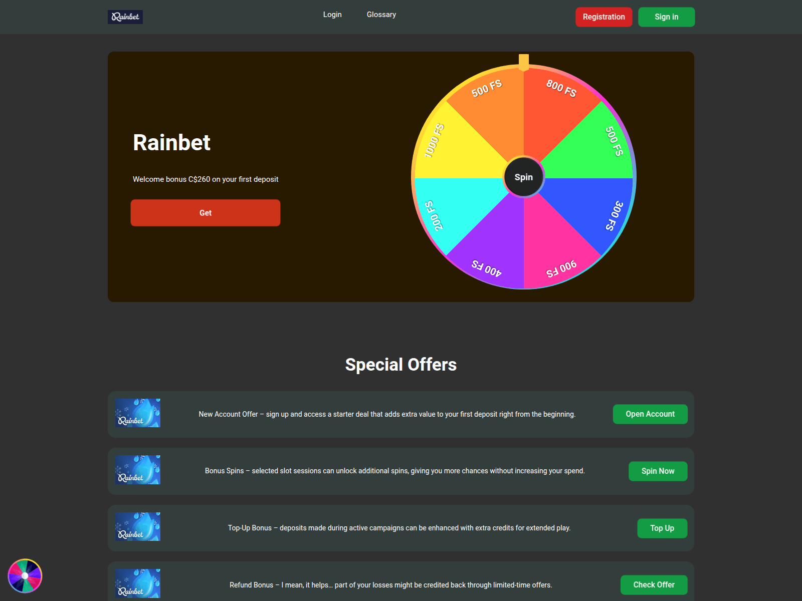 Screenshot of rainbetcasinos-canada.com