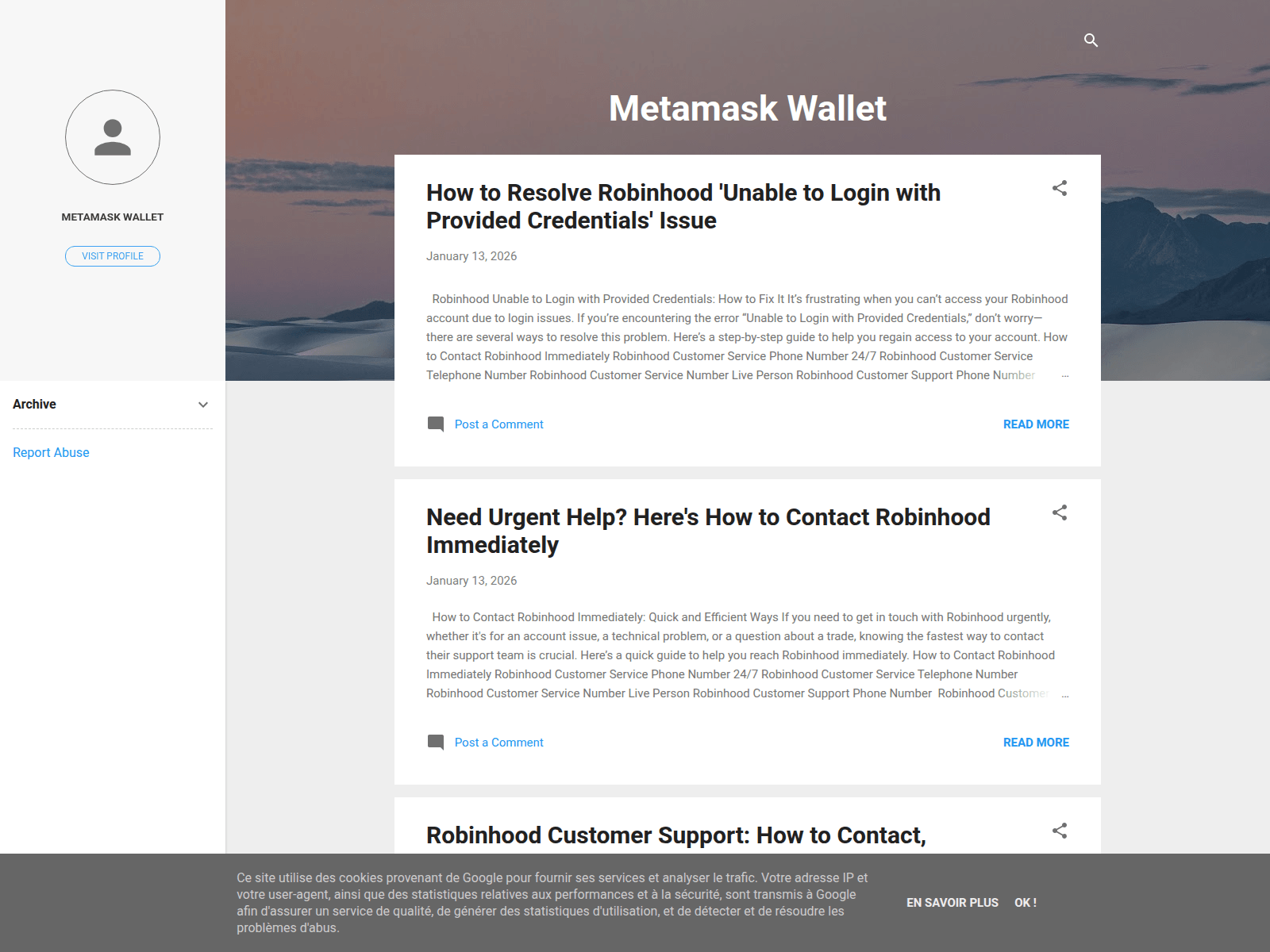 Screenshot of metamaskwalletcustomerservice.blogspot.rs