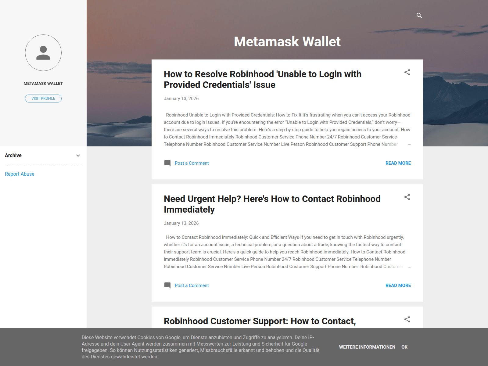 Screenshot of metamaskwalletcustomerservice.blogspot.com.mt