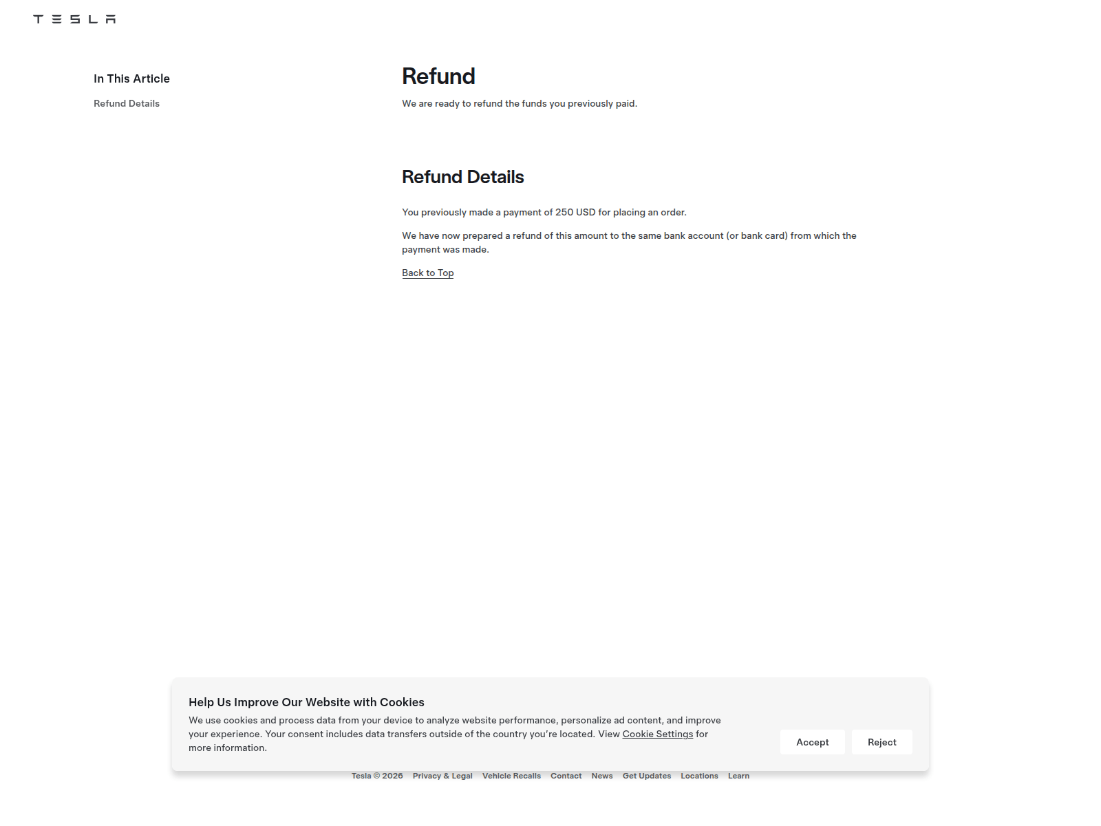 Screenshot of refund-tesla.com