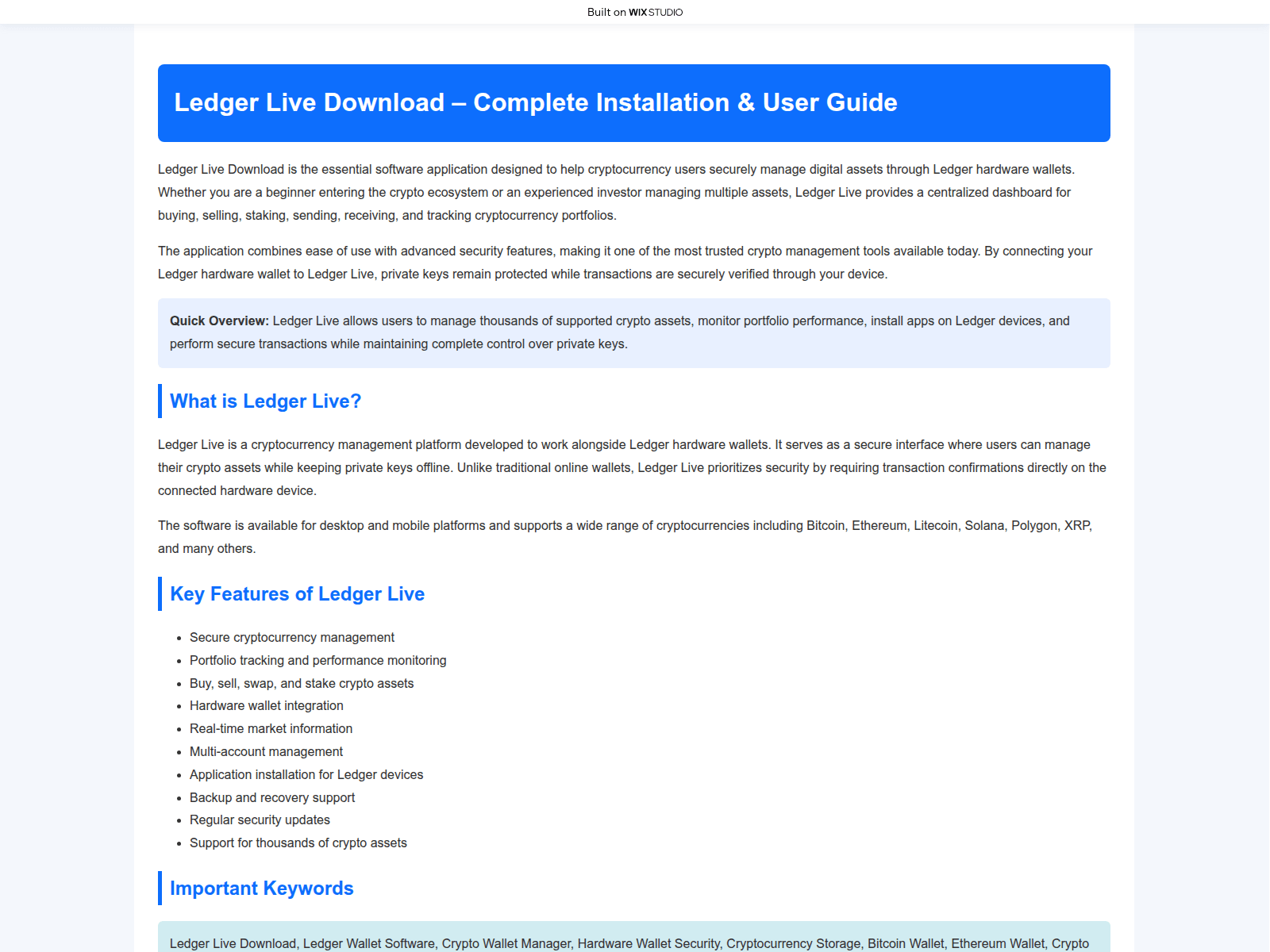 Screenshot of ledgr-getstart.wixstudio.com