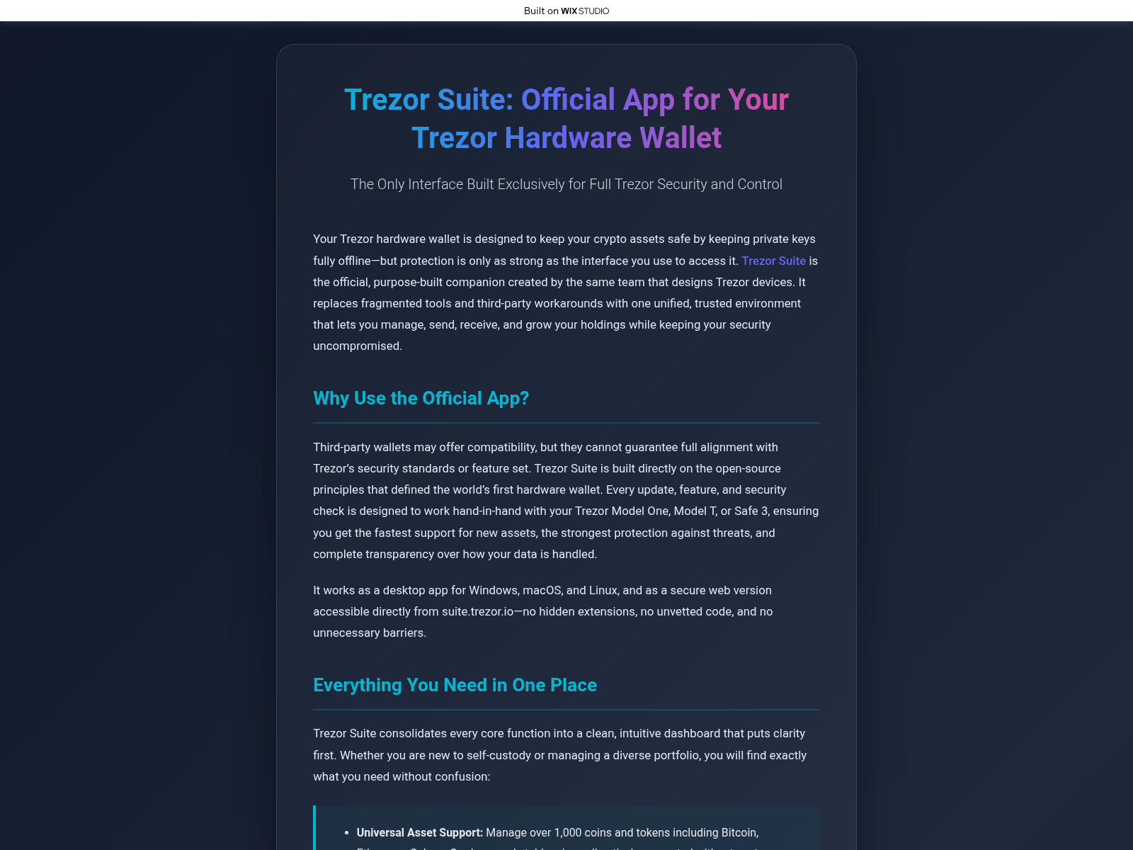 Screenshot of homepage-trezxor.wixstudio.com