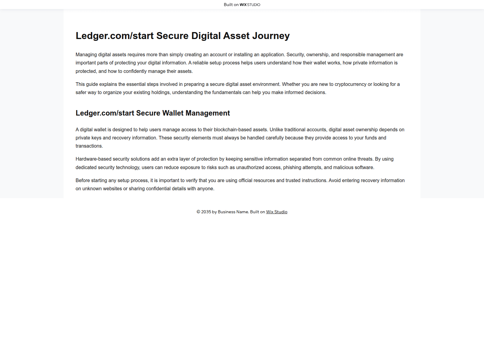Screenshot of begin-ledgeaap.wixstudio.com