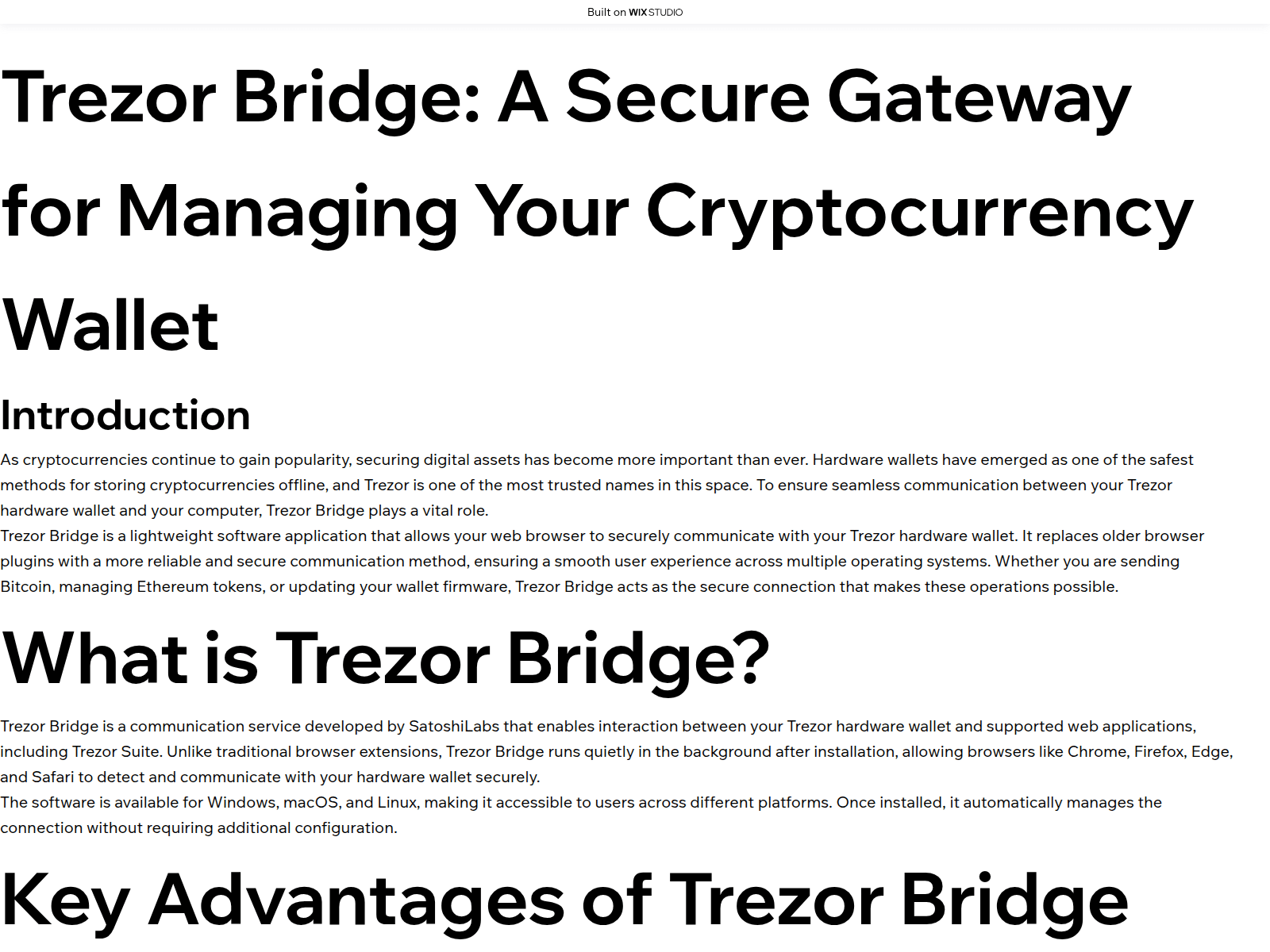 Screenshot of bridge-trezrapps.wixstudio.com