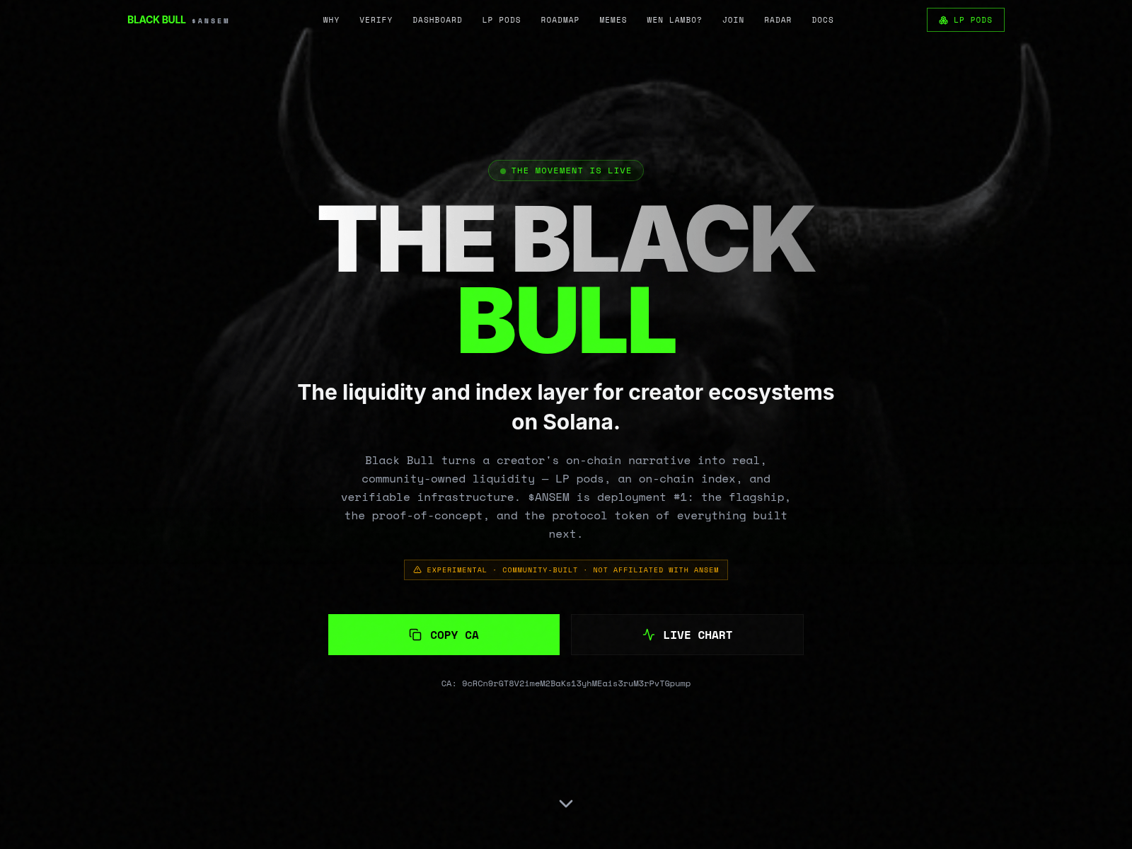 Screenshot of blackbullsol-pump.fun