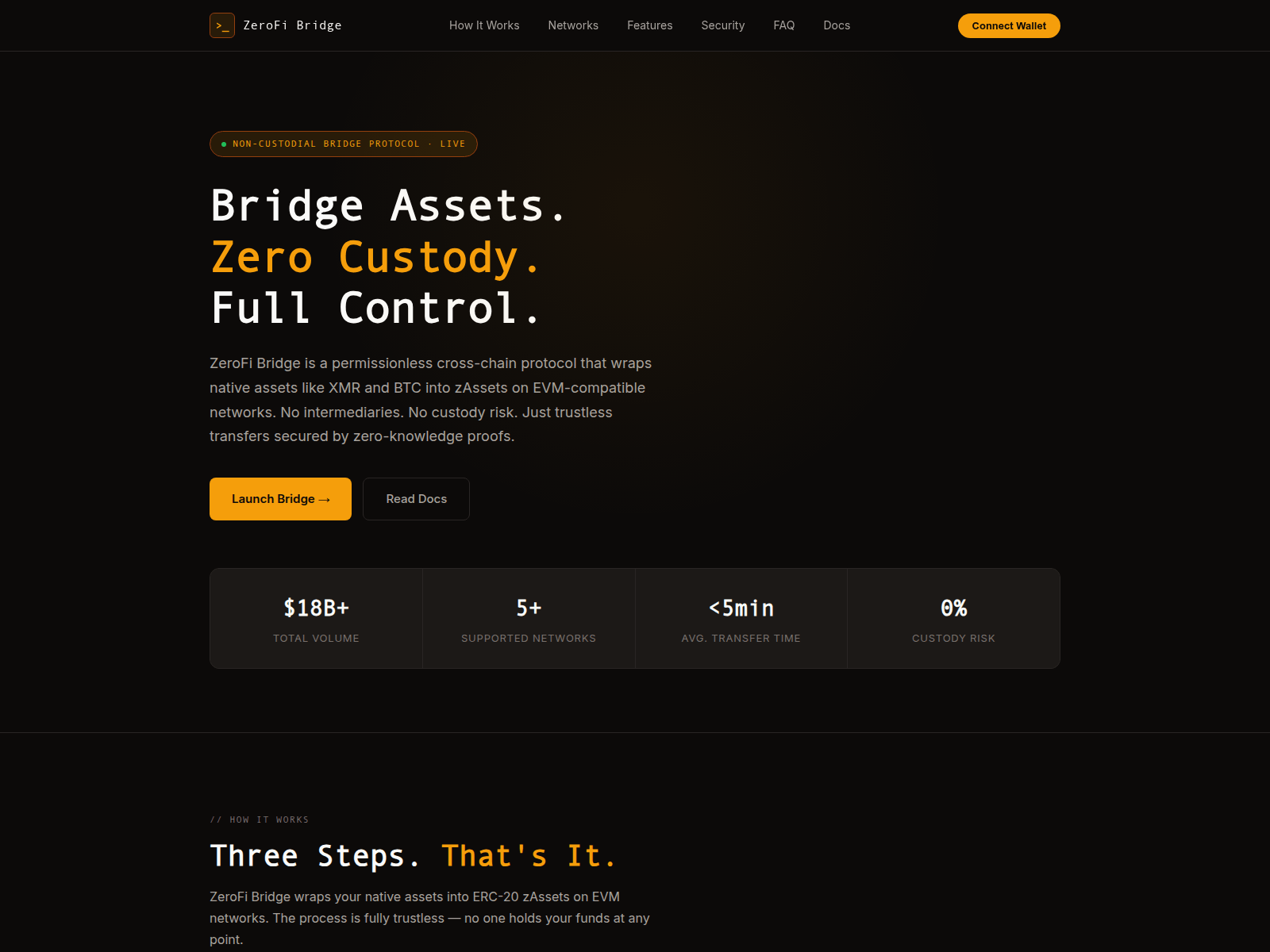 Screenshot of zerofi-bridge.com