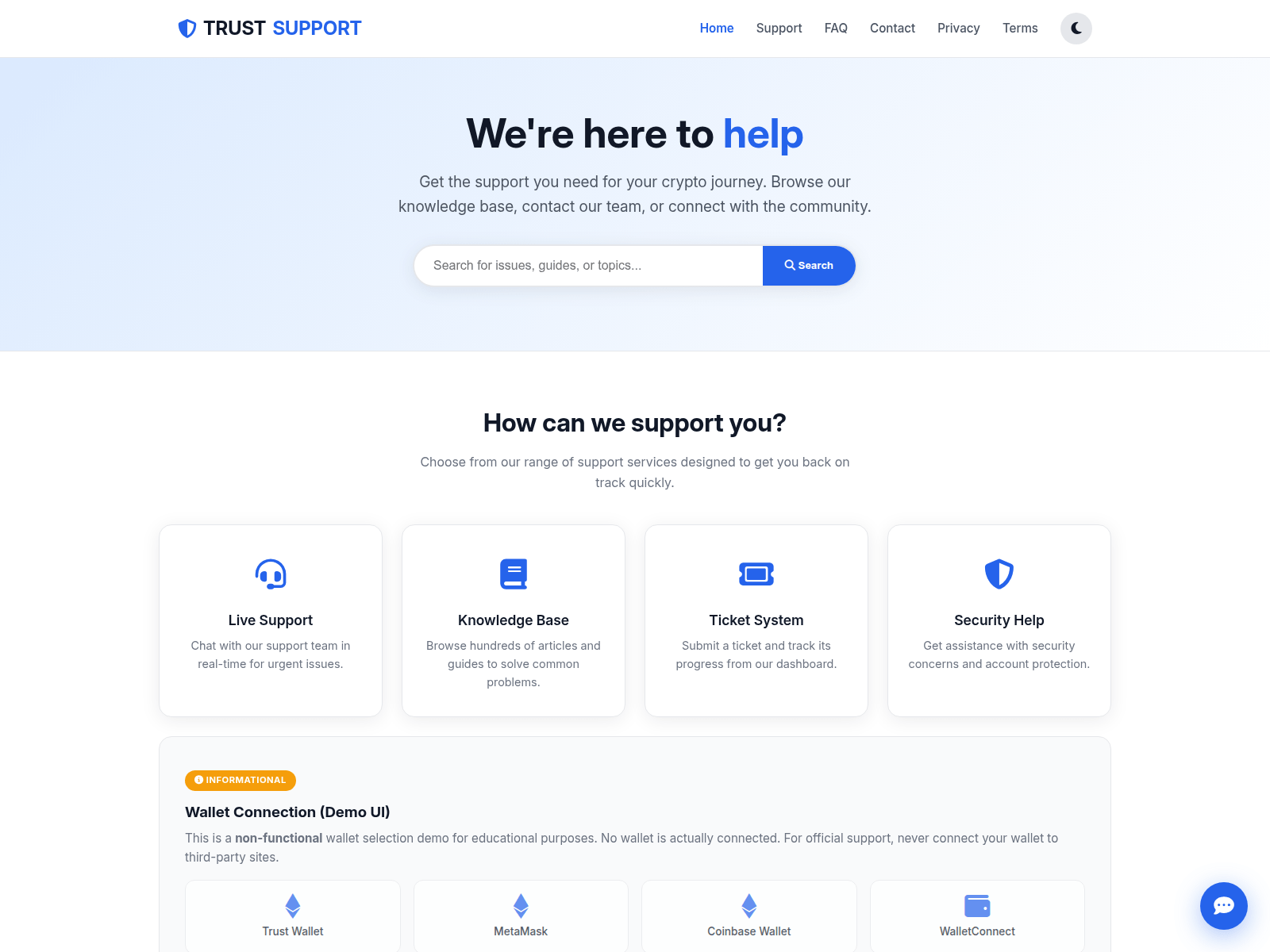 Screenshot of trustwalletsupportt.org