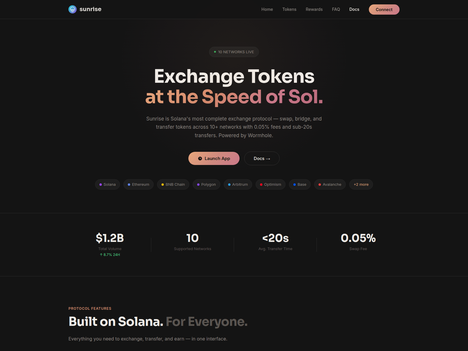 Screenshot of sunrise-dex.xyz