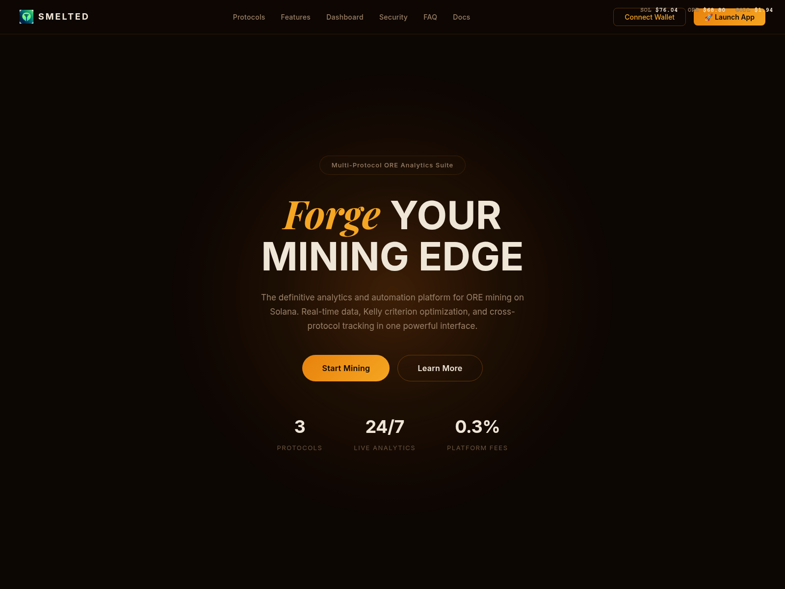 Screenshot of smelted-solana.xyz