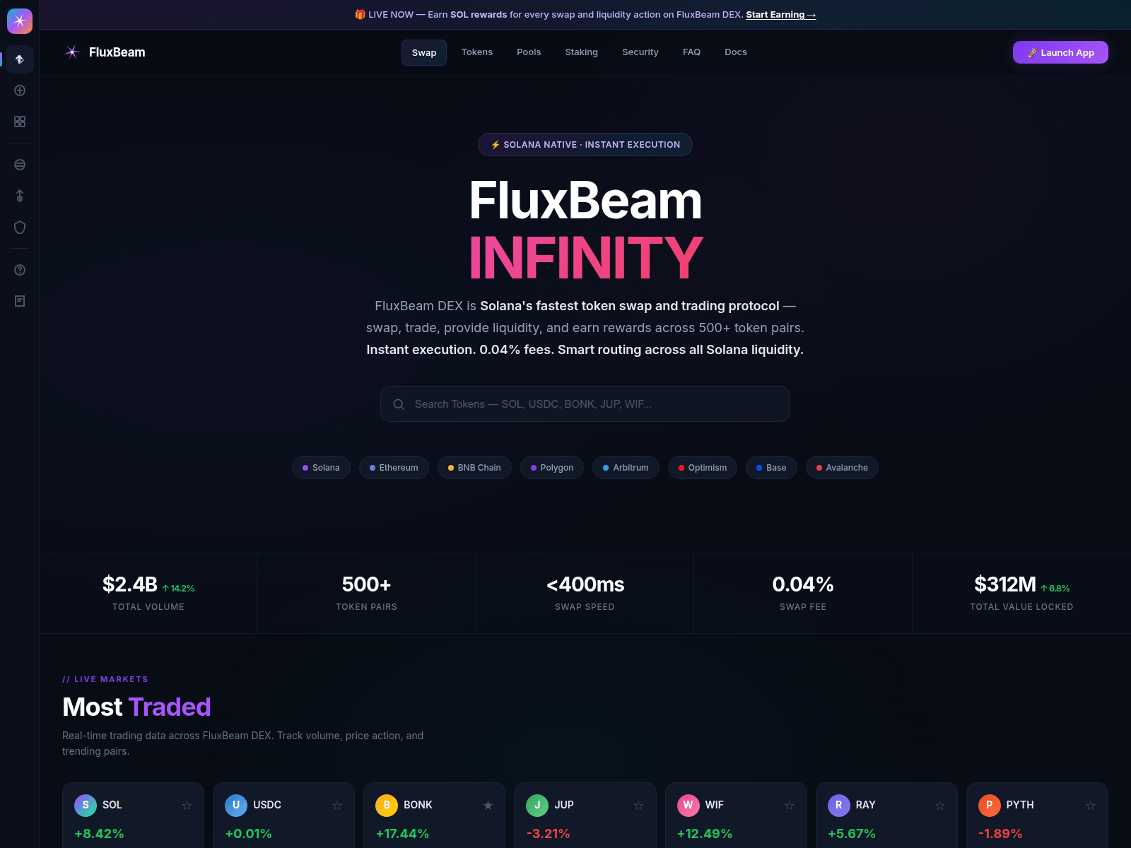 Screenshot of fluxbeam-dex.com