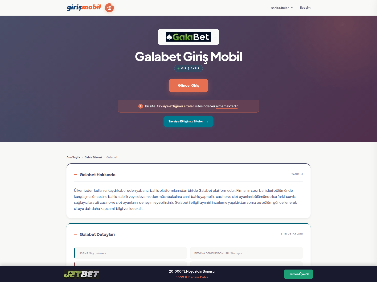 Screenshot of galabet.girismobil.one