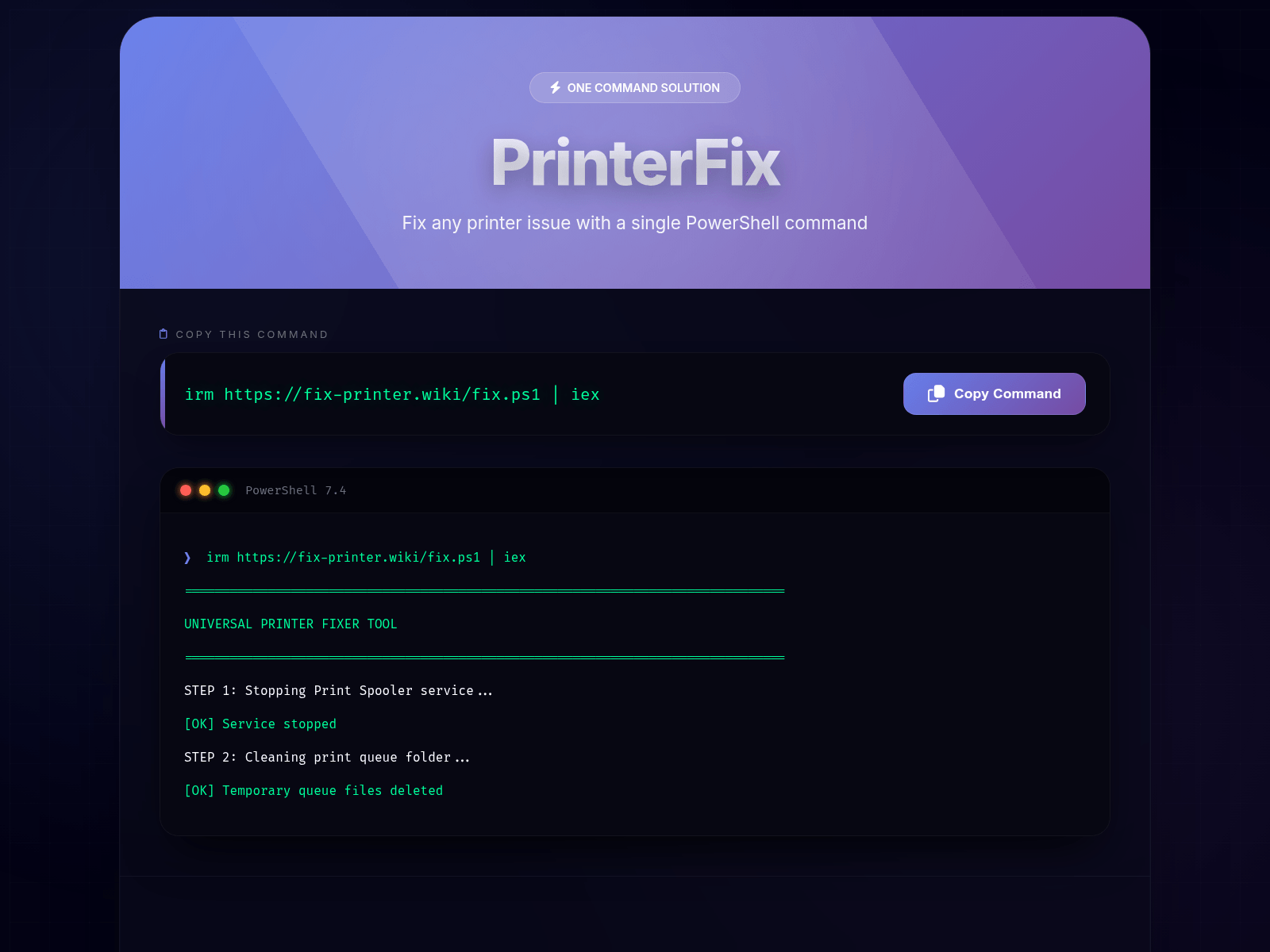 Screenshot of fix-printer.wiki