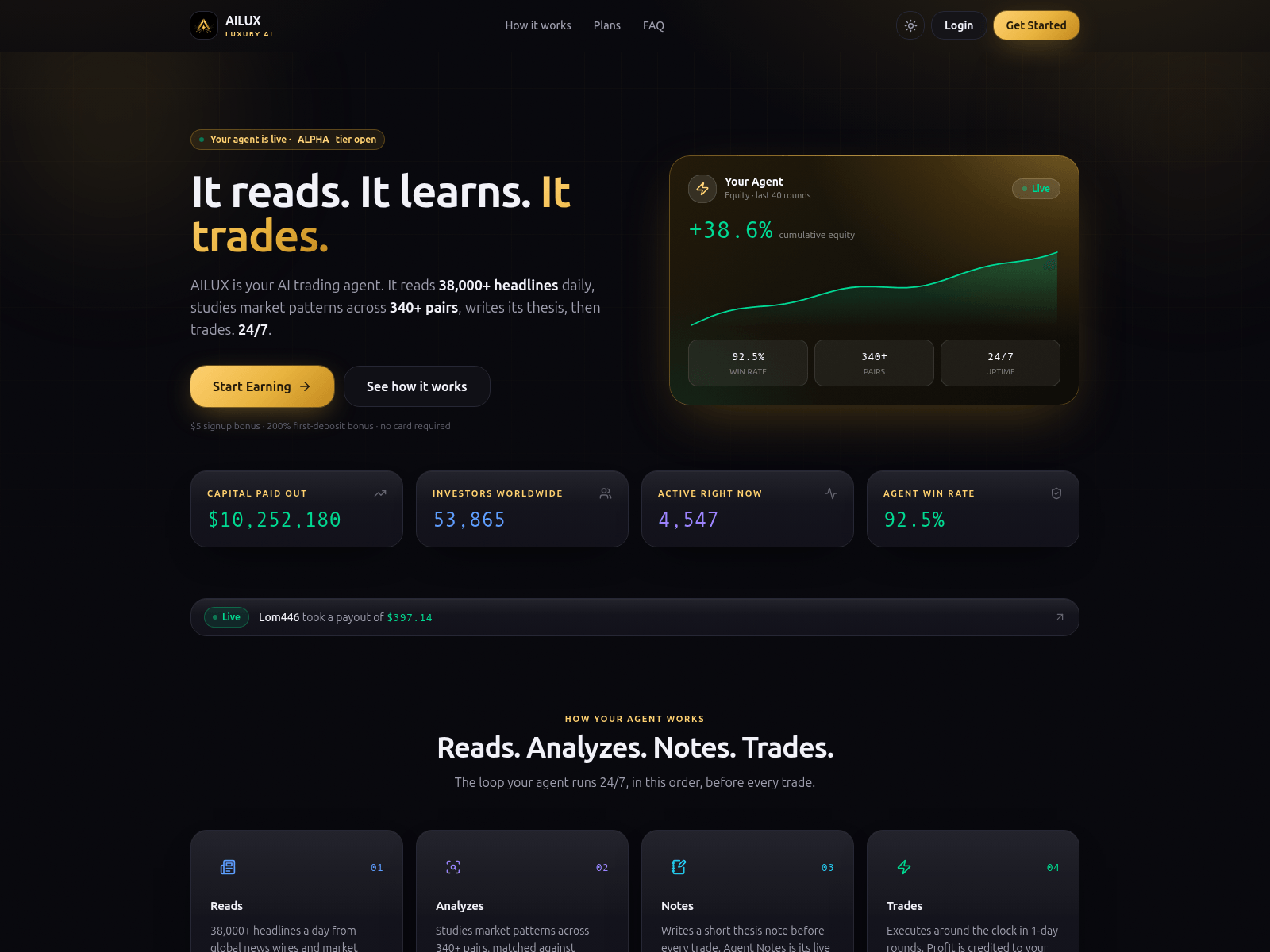 Screenshot of ailux.trade