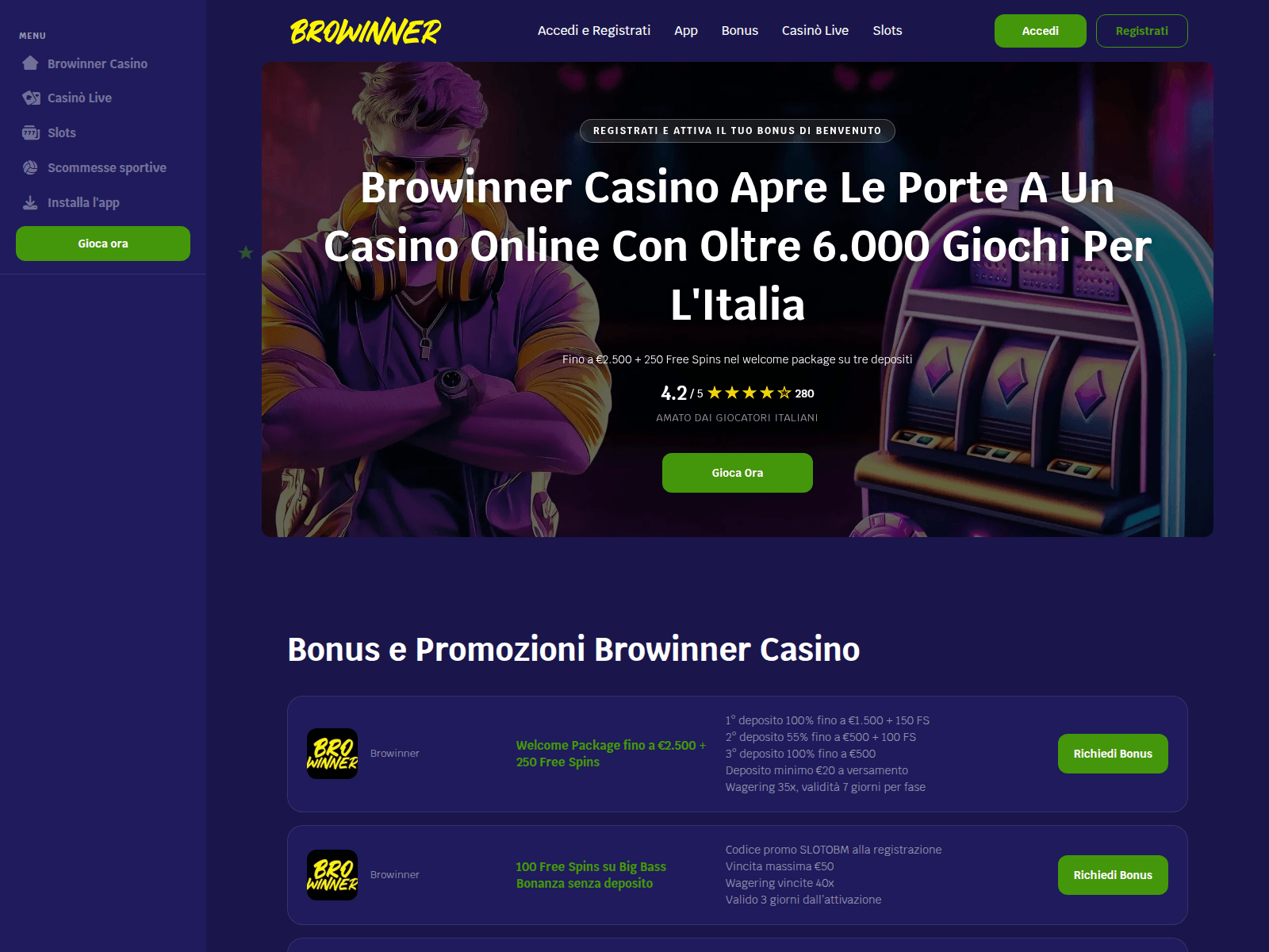 Screenshot of browinnercasino-it.com